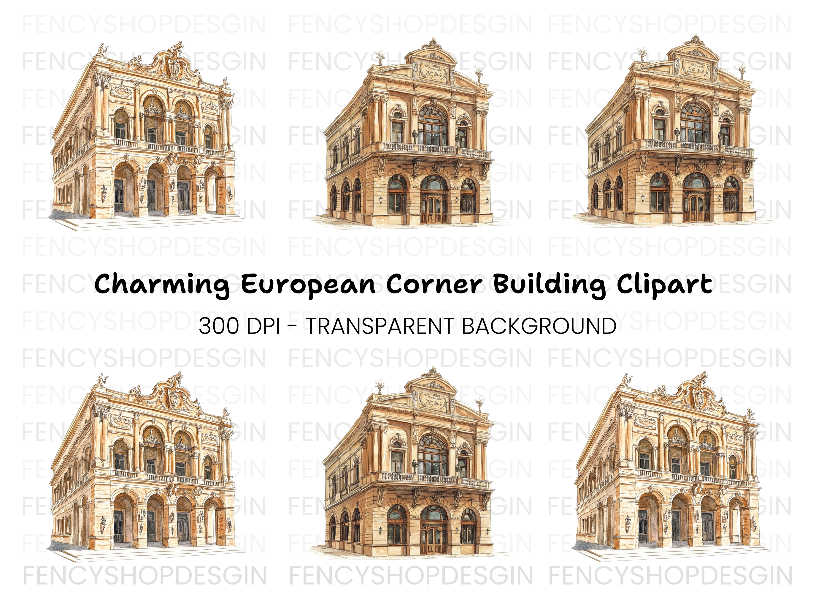 Historic European Architecture Clipart Bundle