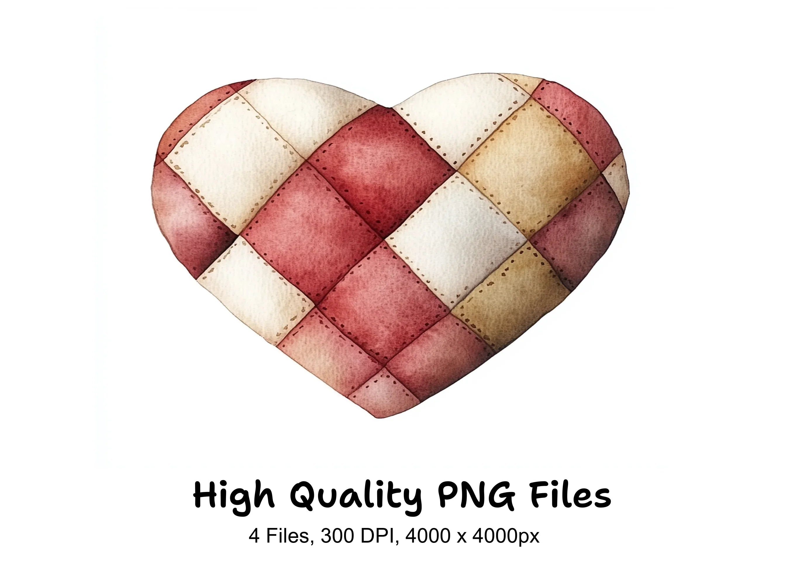 Quilted Hearts Clipart Bundle
