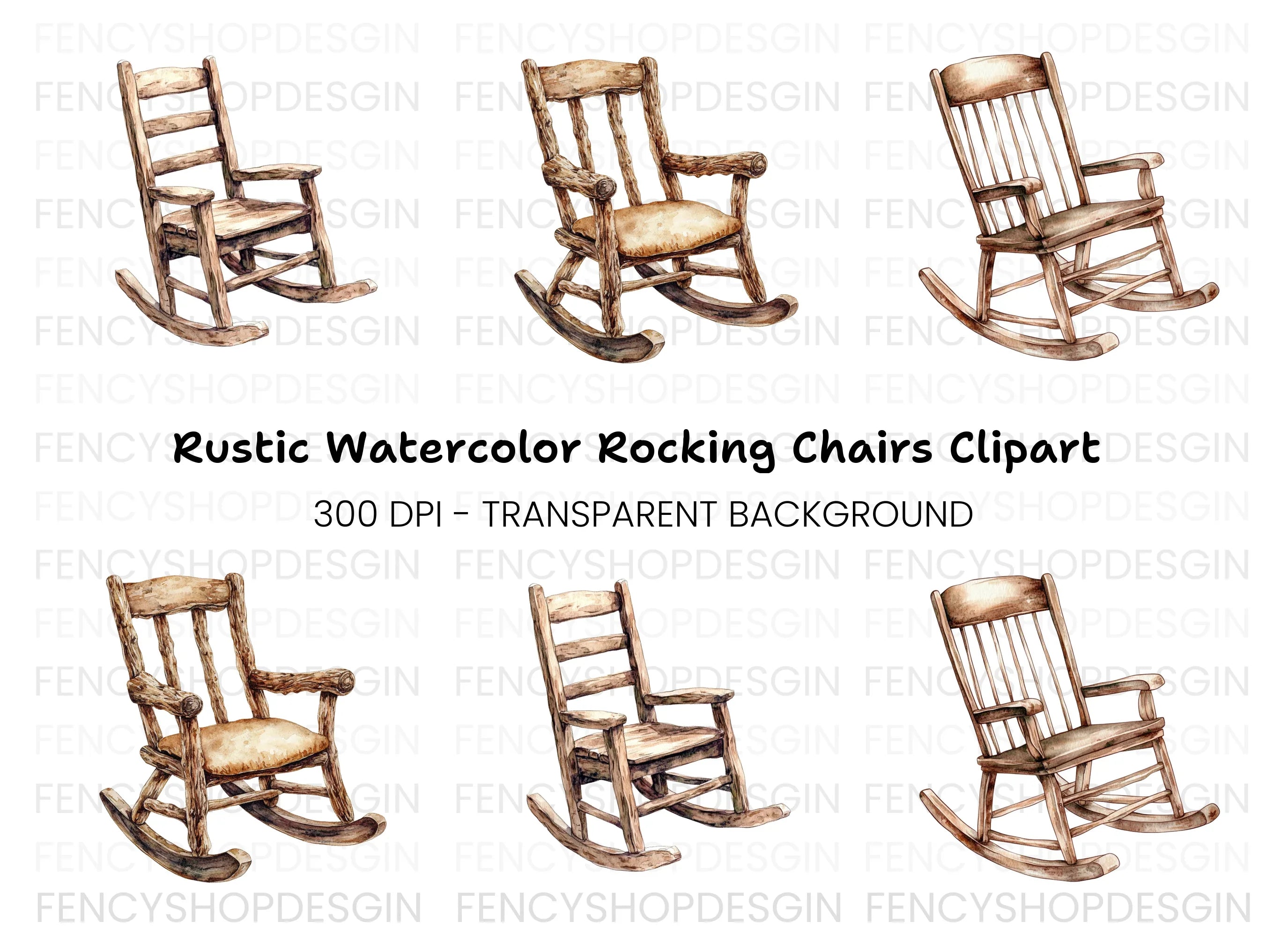 Vintage Rocking Chair Clipart Bundle