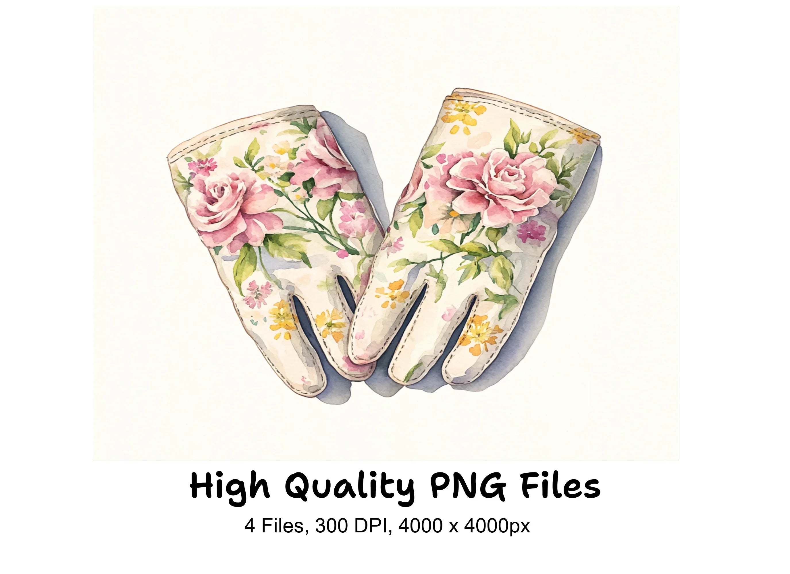 Elegant Floral Garden Gloves Clipart Bundle