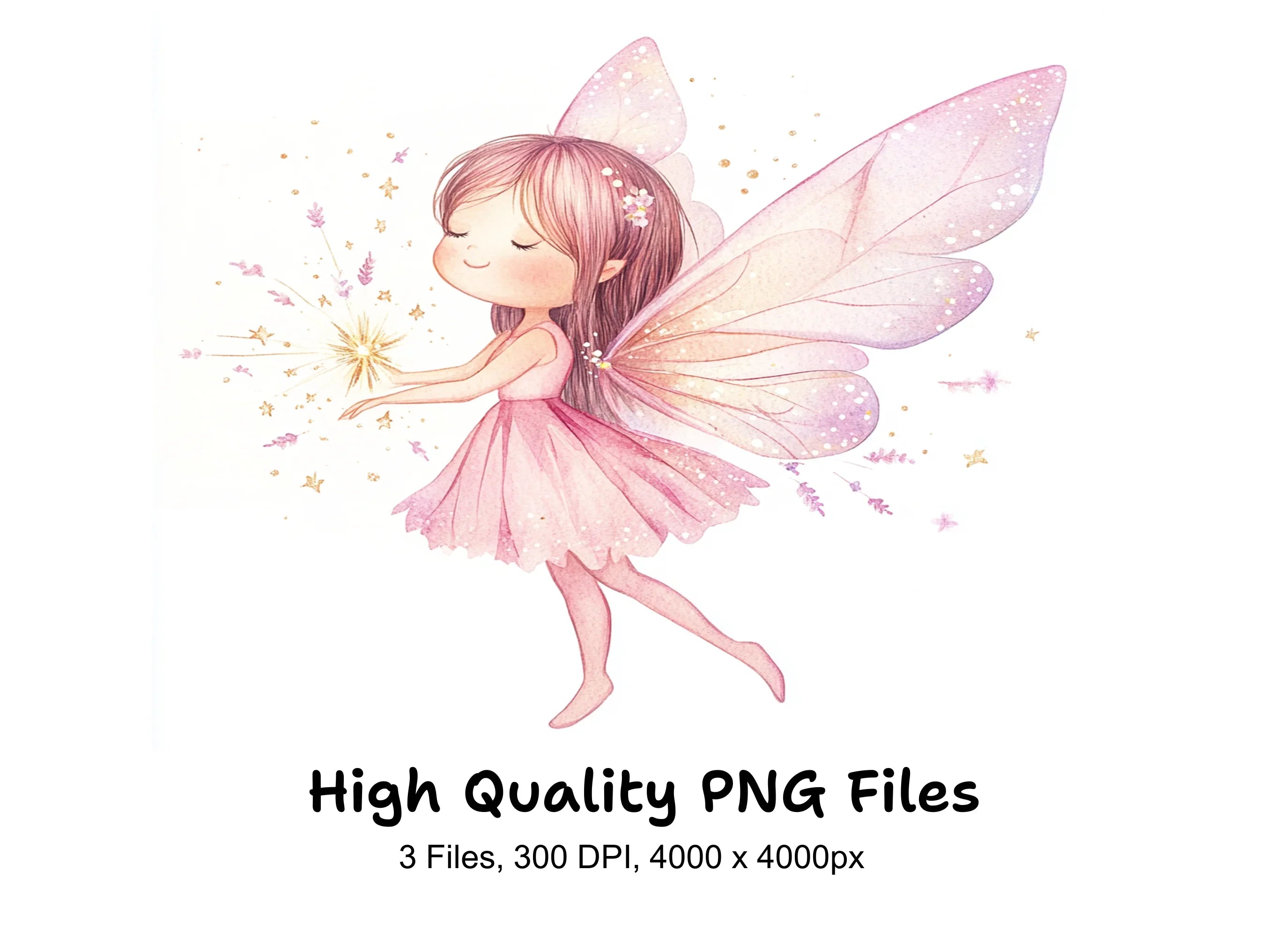Pink and Gold Fairy Clipart Bundle