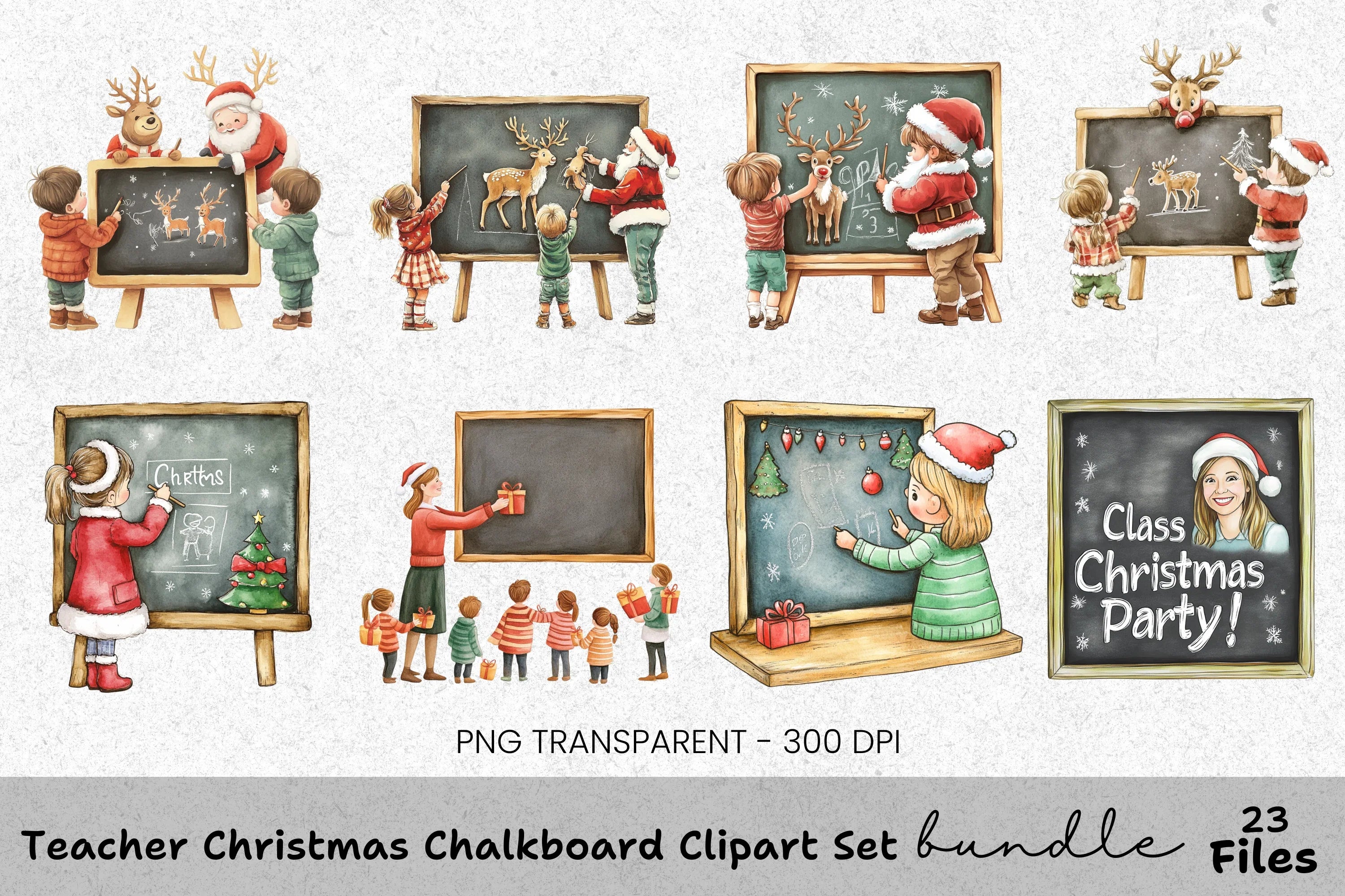 Christmas School Chalkboard Clipart Bundle