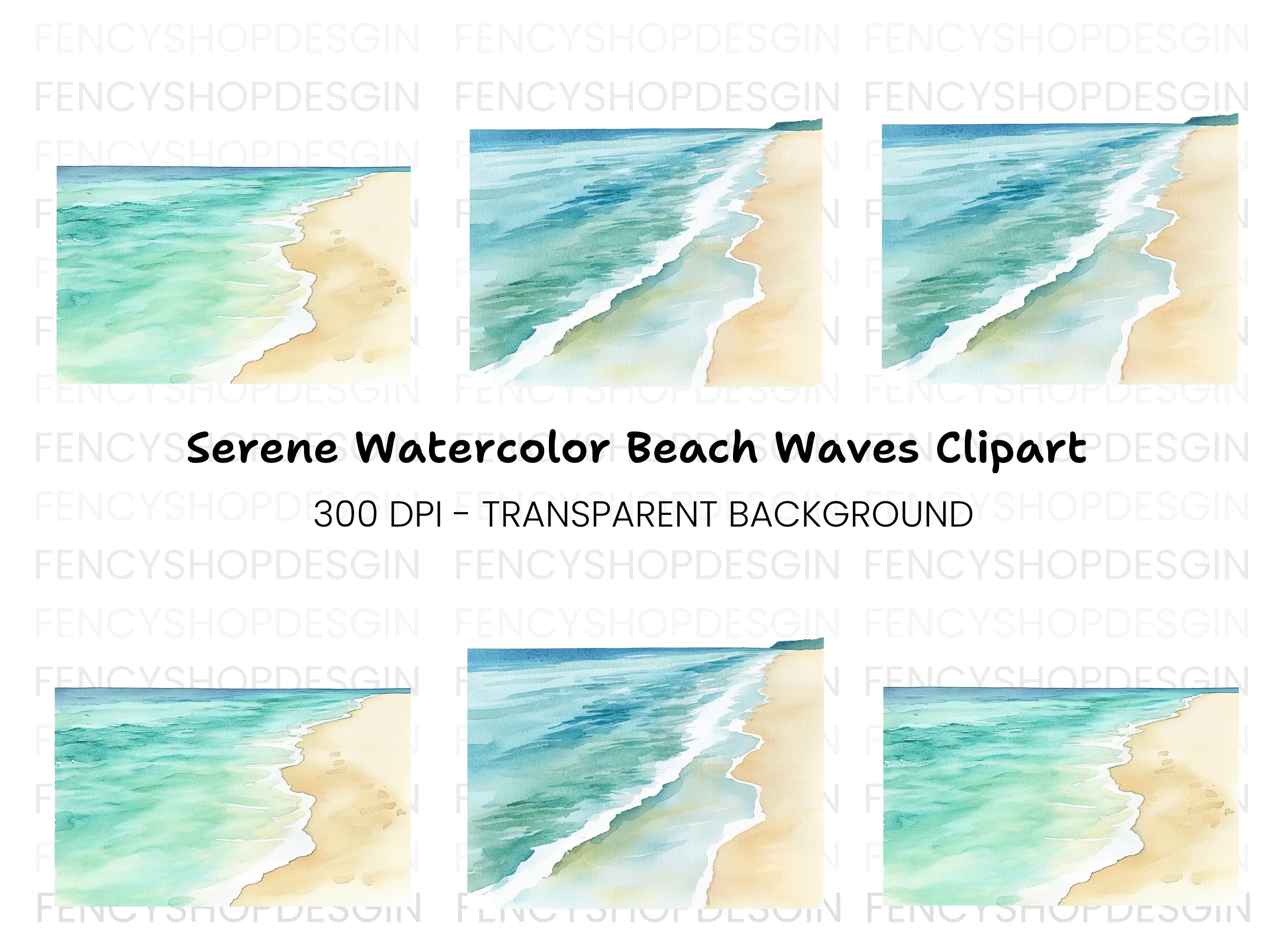 Beach Ocean Waves Clipart Bundle