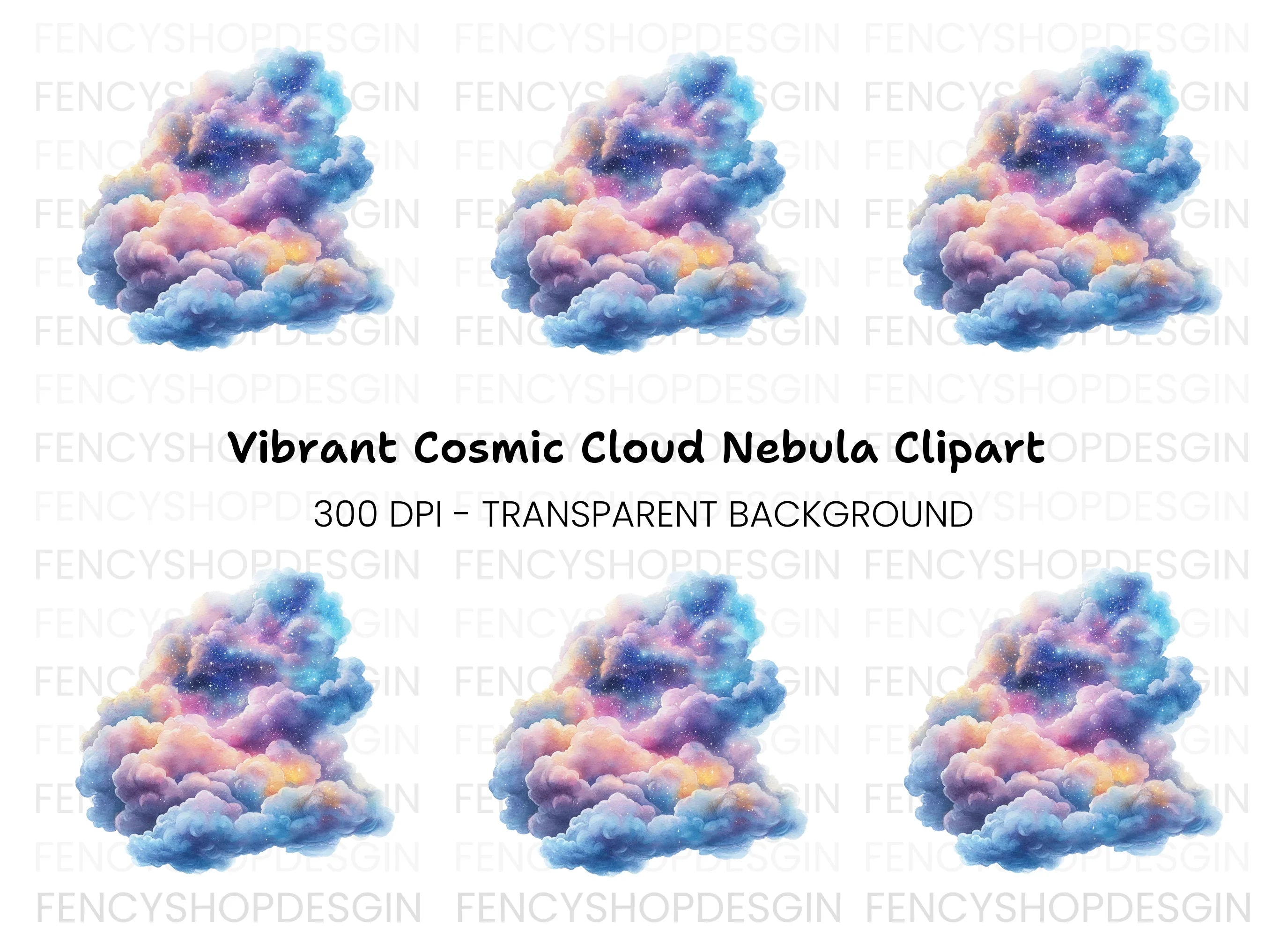 Galaxy Cloud Clipart Bundle