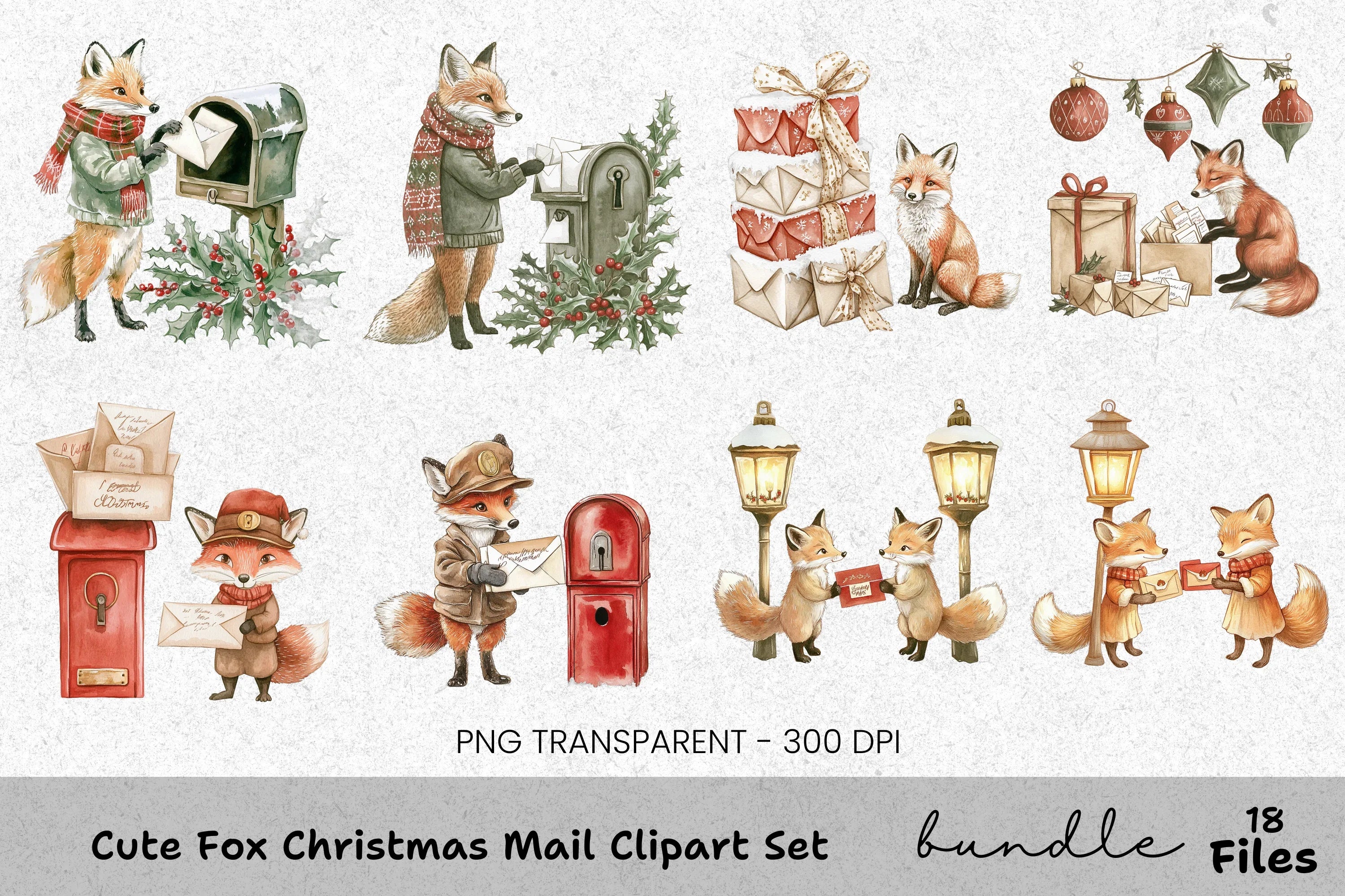 Charming Fox Mail Delivery Clipart Bundle