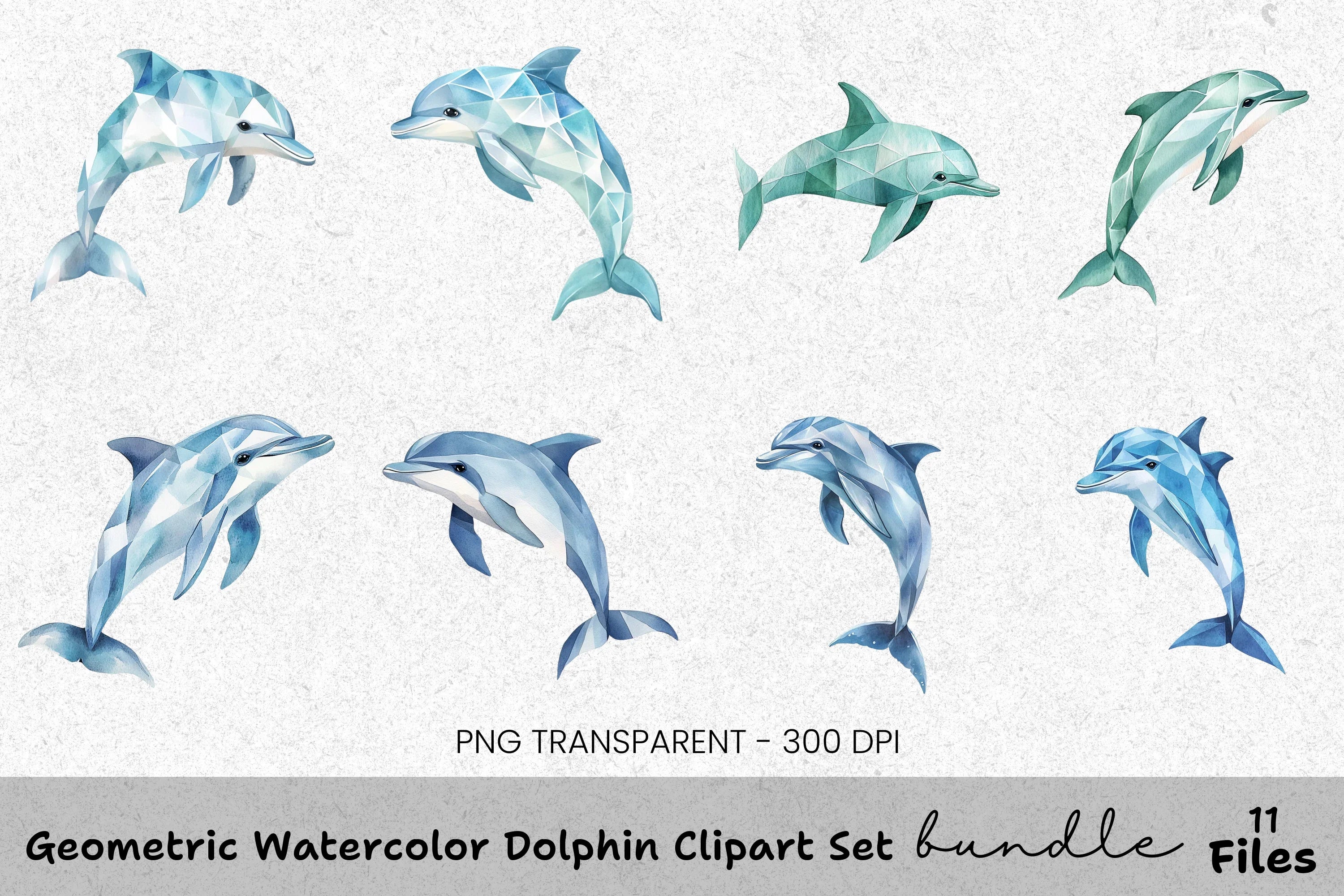 Geometric Dolphin Clipart Bundle