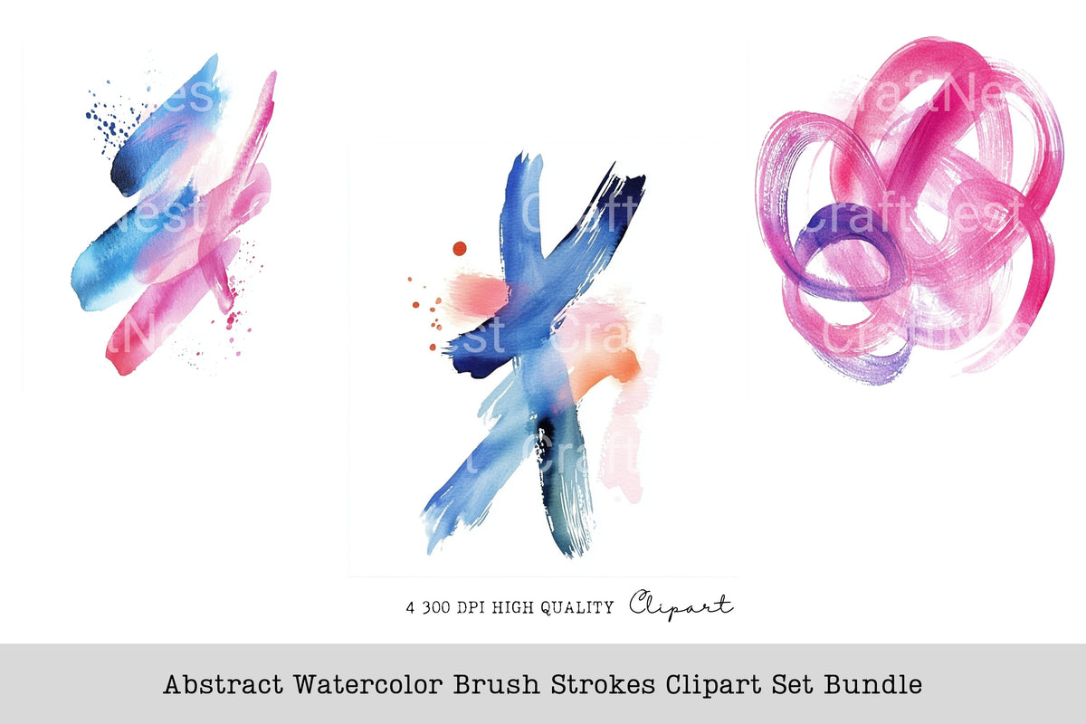 Abstract Brush Strokes Clipart Bundle