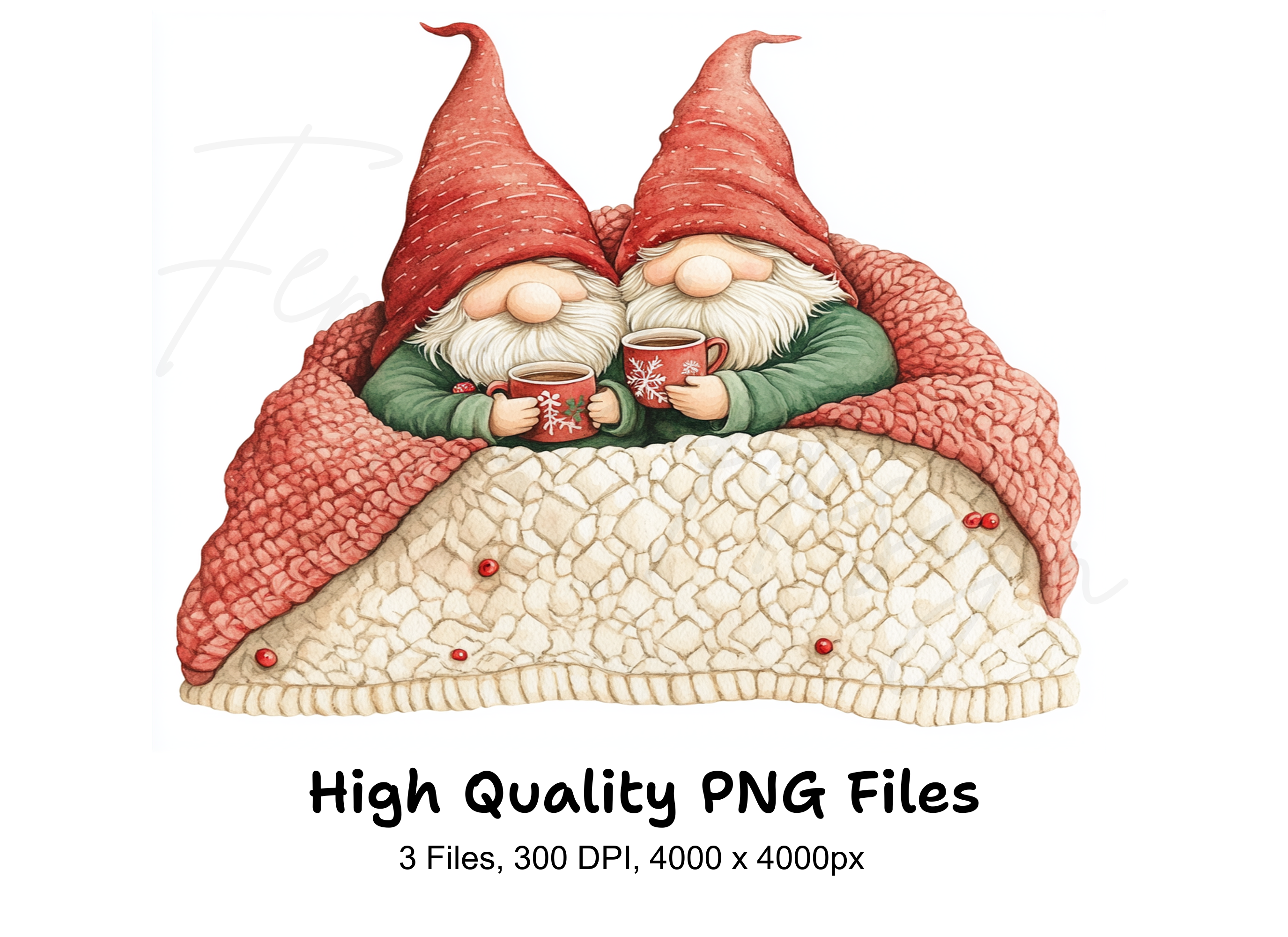 Cozy Christmas Gnomes with Hot Drinks Clipart Bundle