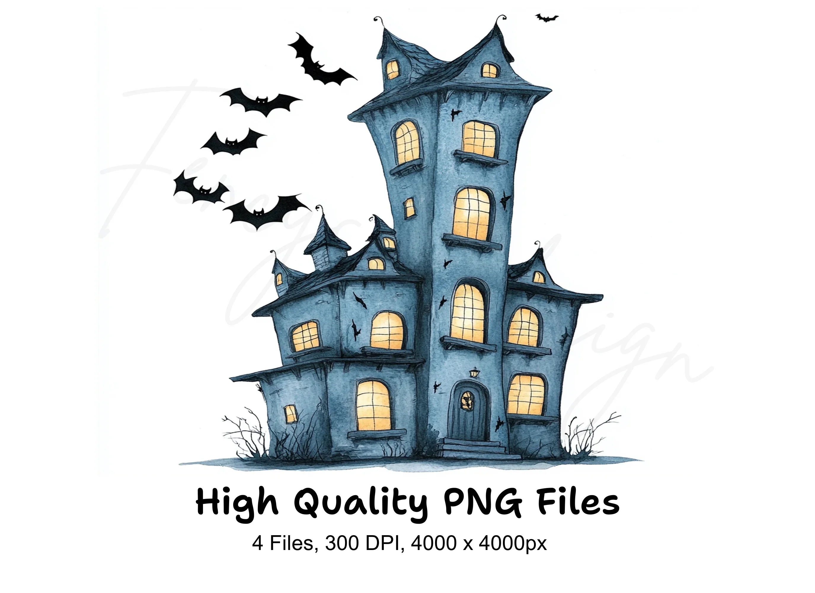 Spooky Haunted House Clipart Bundle