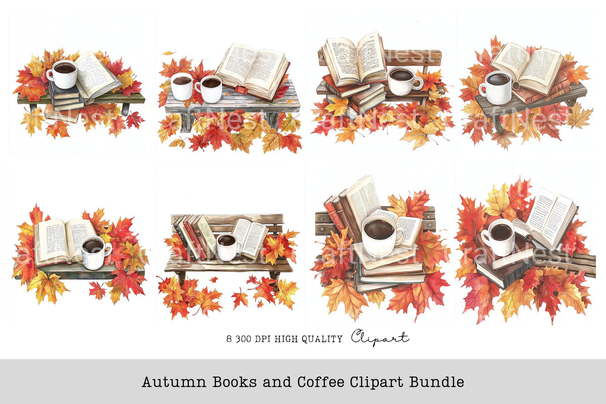 Autumn Books And Coffee Clipart Planner