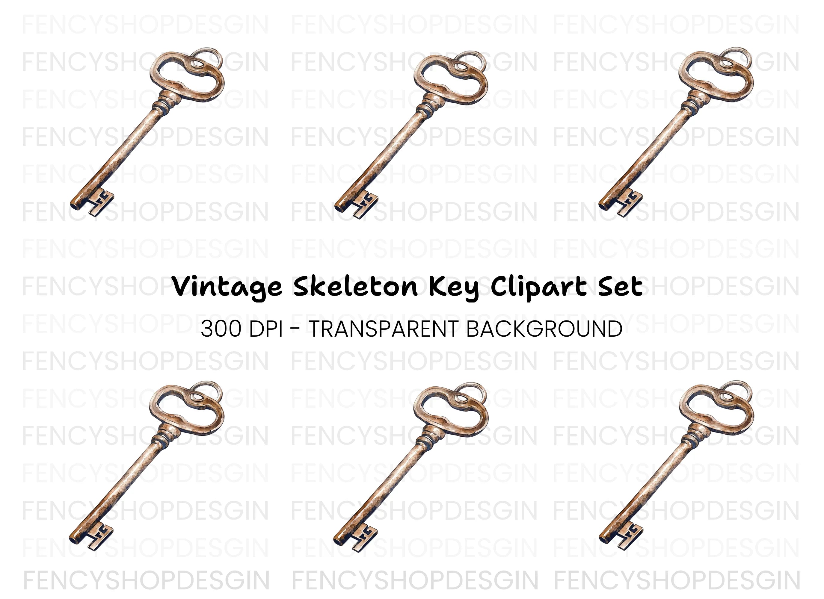 Ornate Antique Key Clipart Bundle