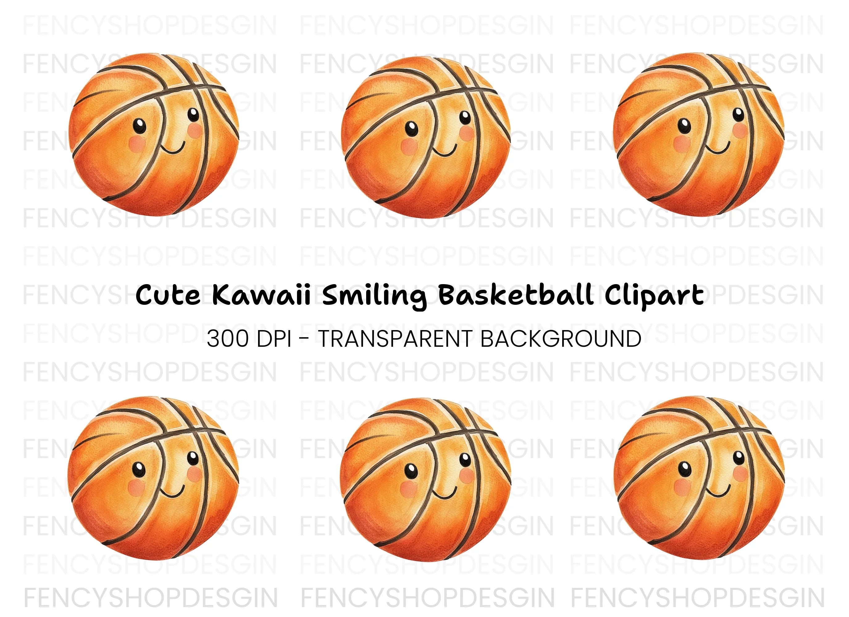 Cute Kawaii Basketball Clipart Bundle
