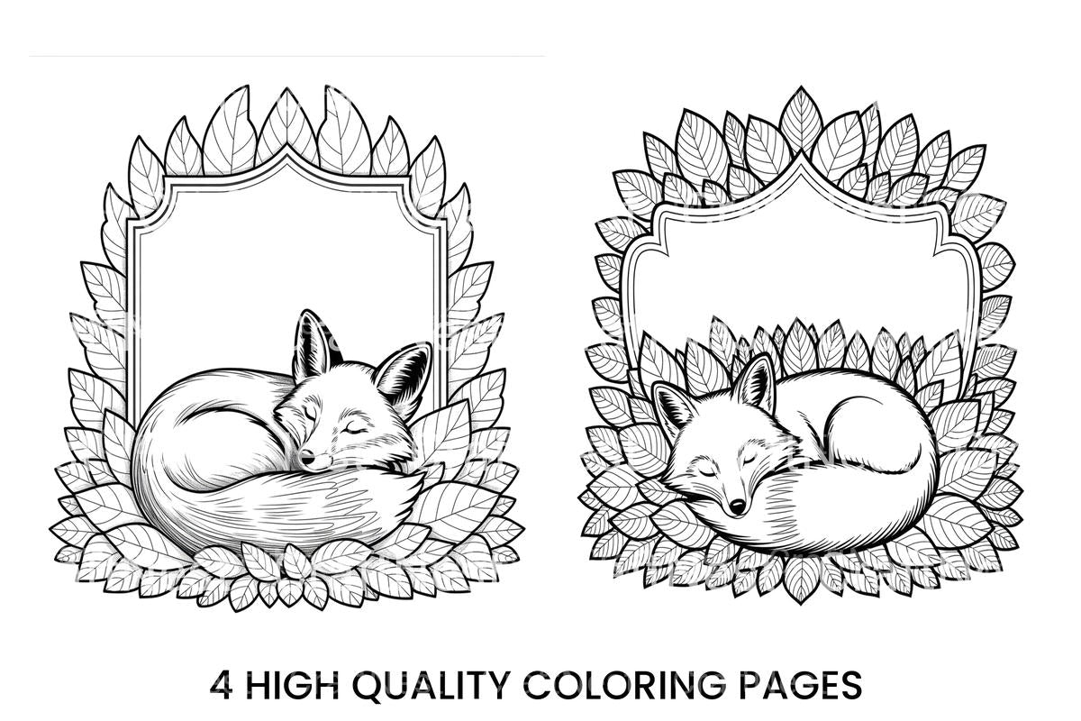 Sleeping Fox Autumn Coloring Books