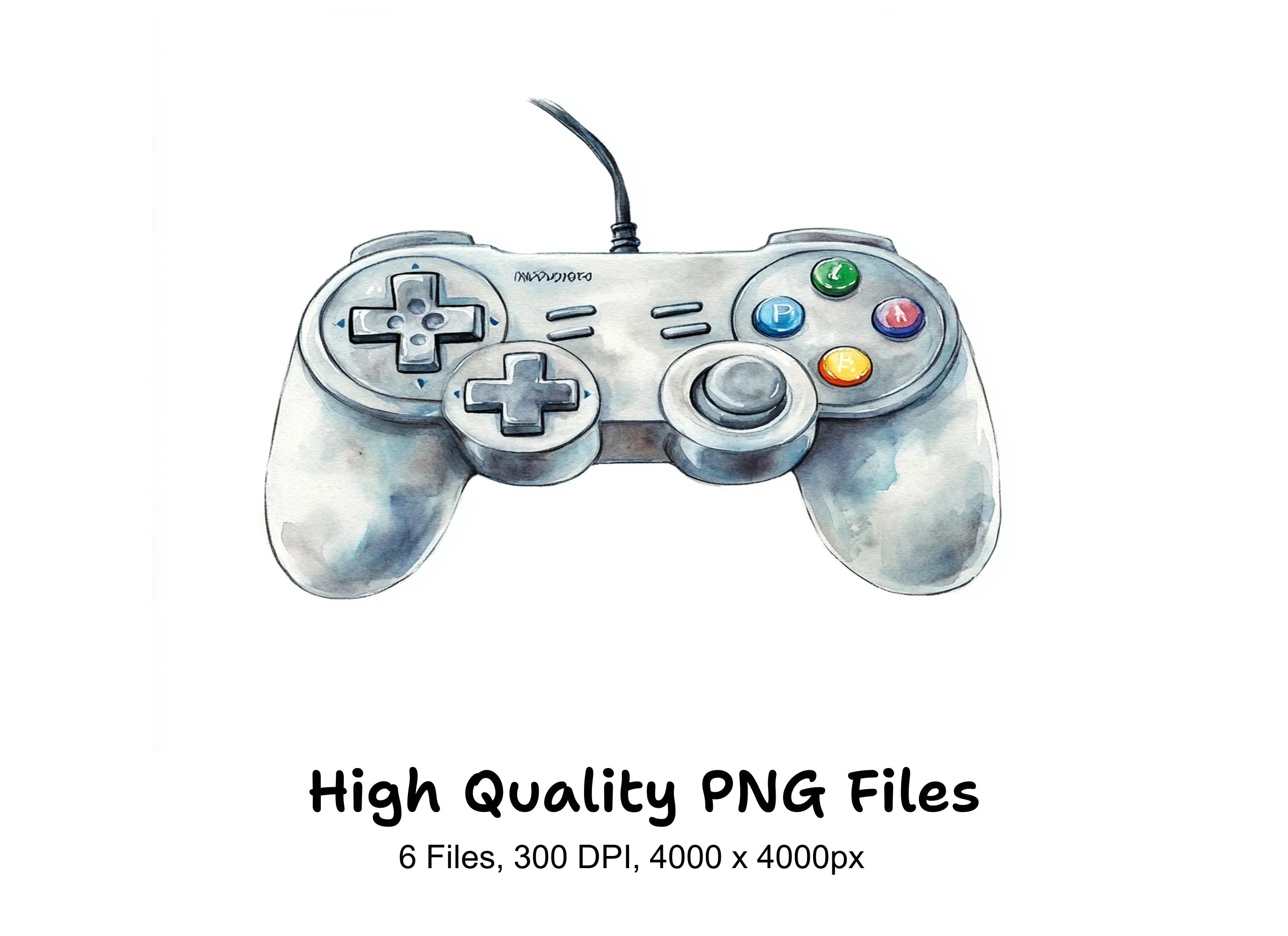 Hand Painted Video Game Controller Clipart Bundle