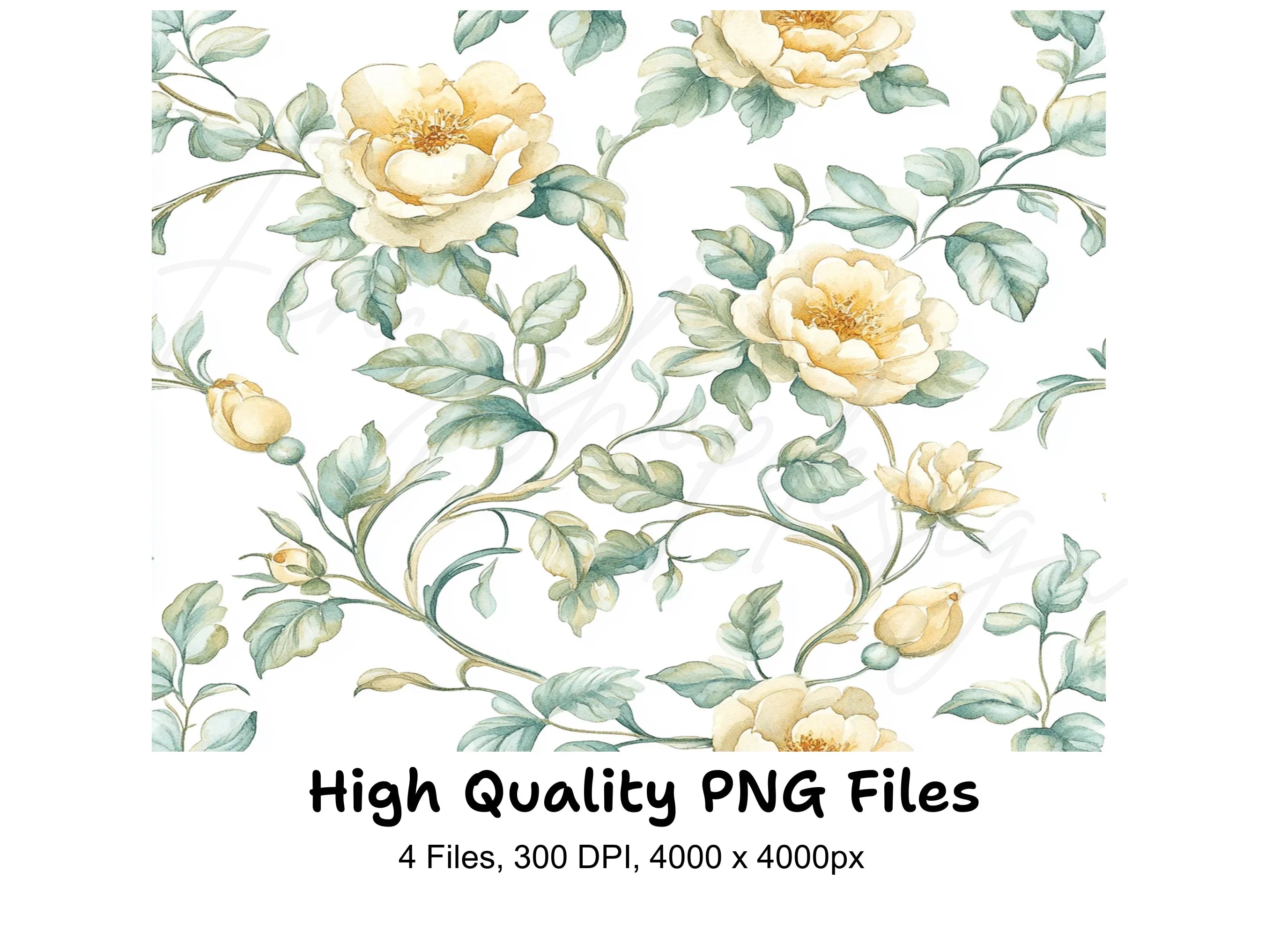 Floral Vines Seamless Pattern Clipart Bundle