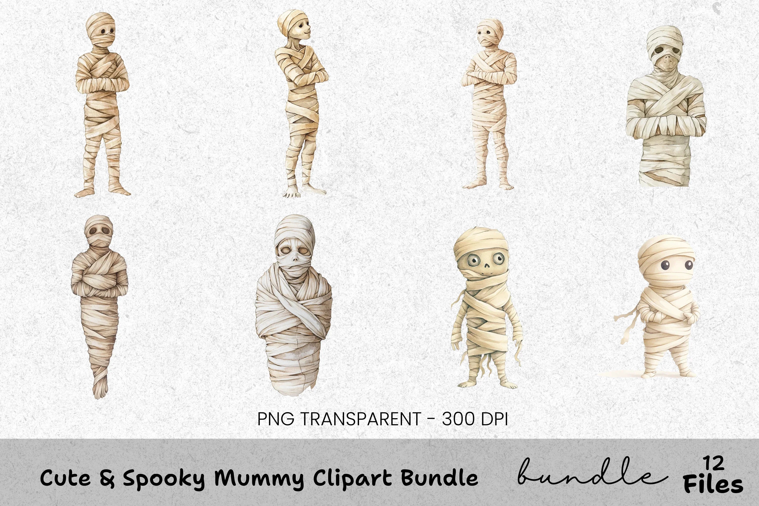 Cute Spooky Mummy Clipart Bundle