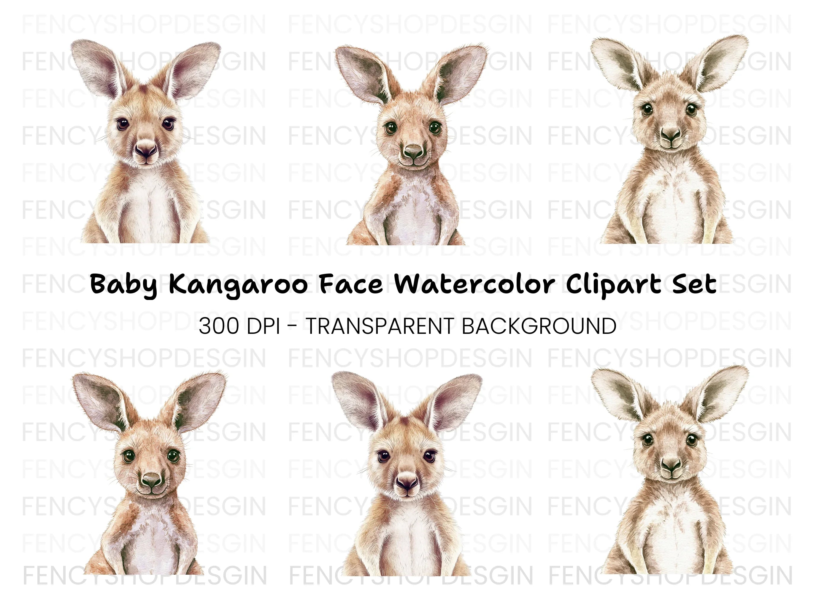 Cute Baby Kangaroo Clipart Bundle