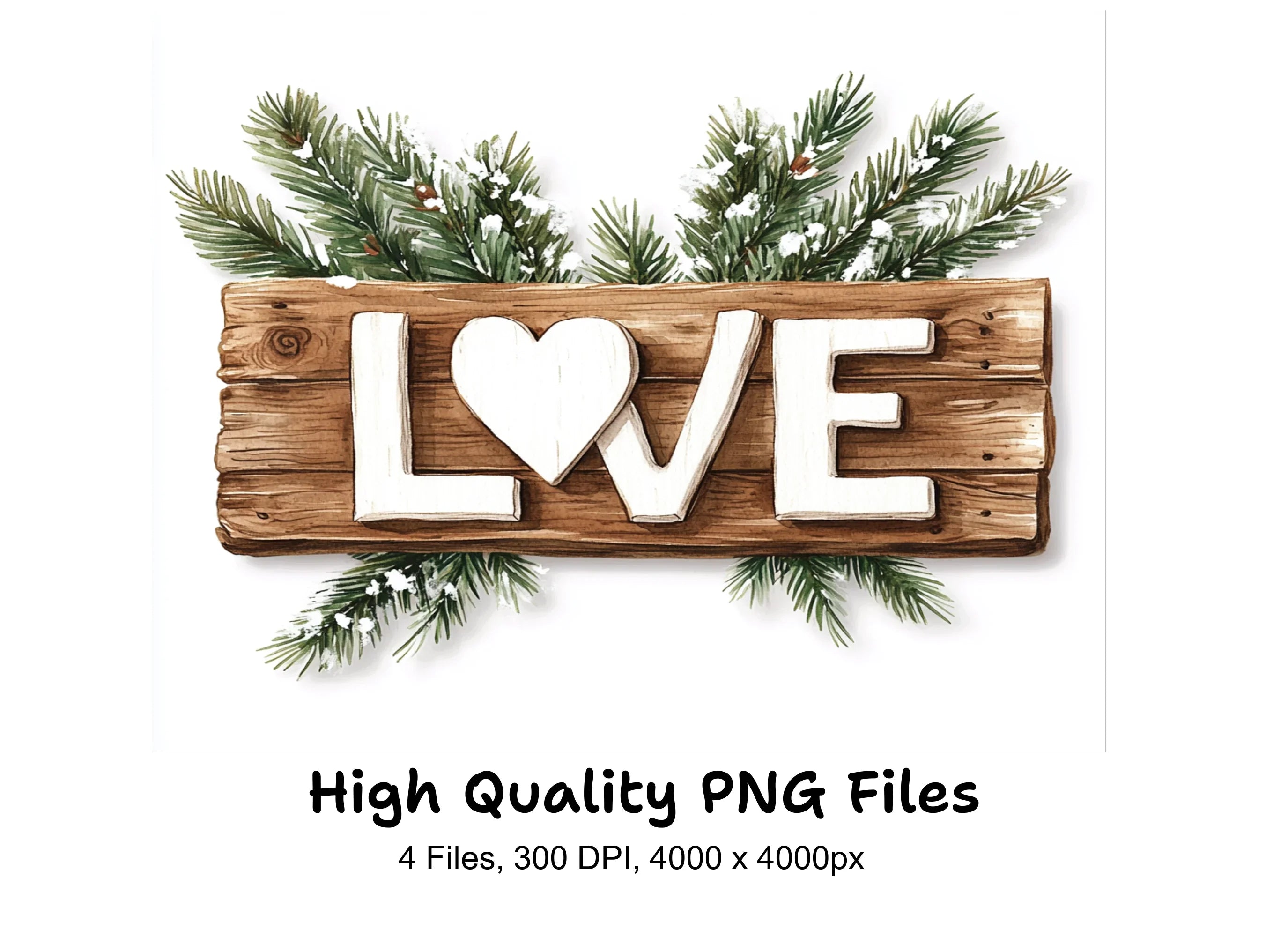 Winter Love Wood Sign Clipart Bundle