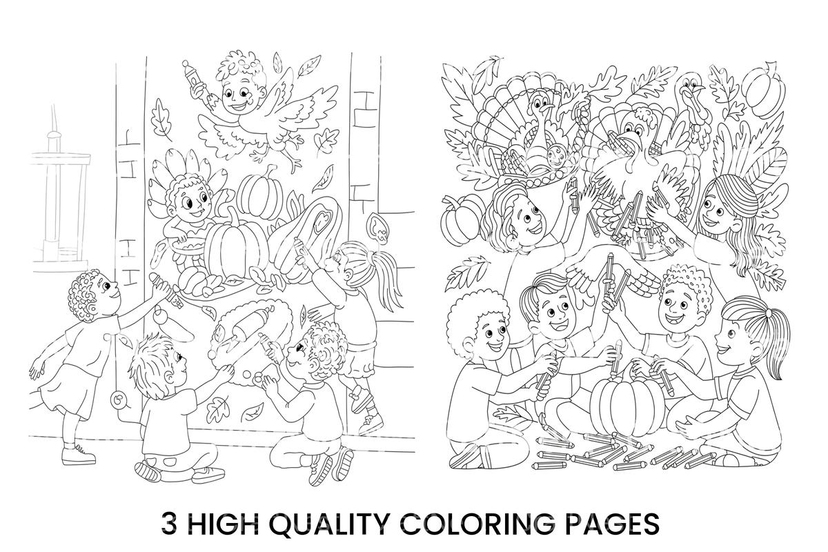 Autumn Pumpkins for Children Coloring Books