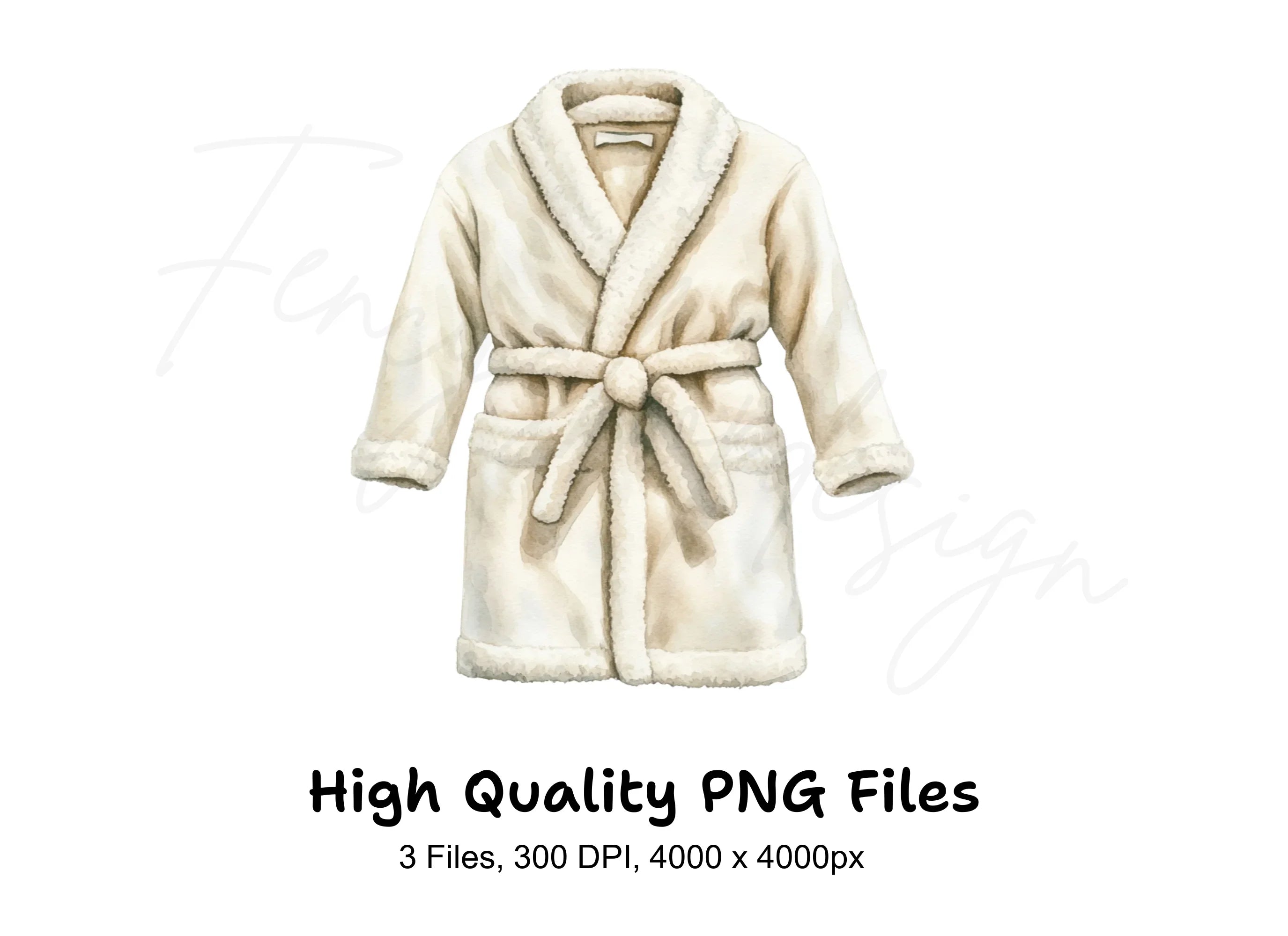 Plush White Robe Clipart Bundle