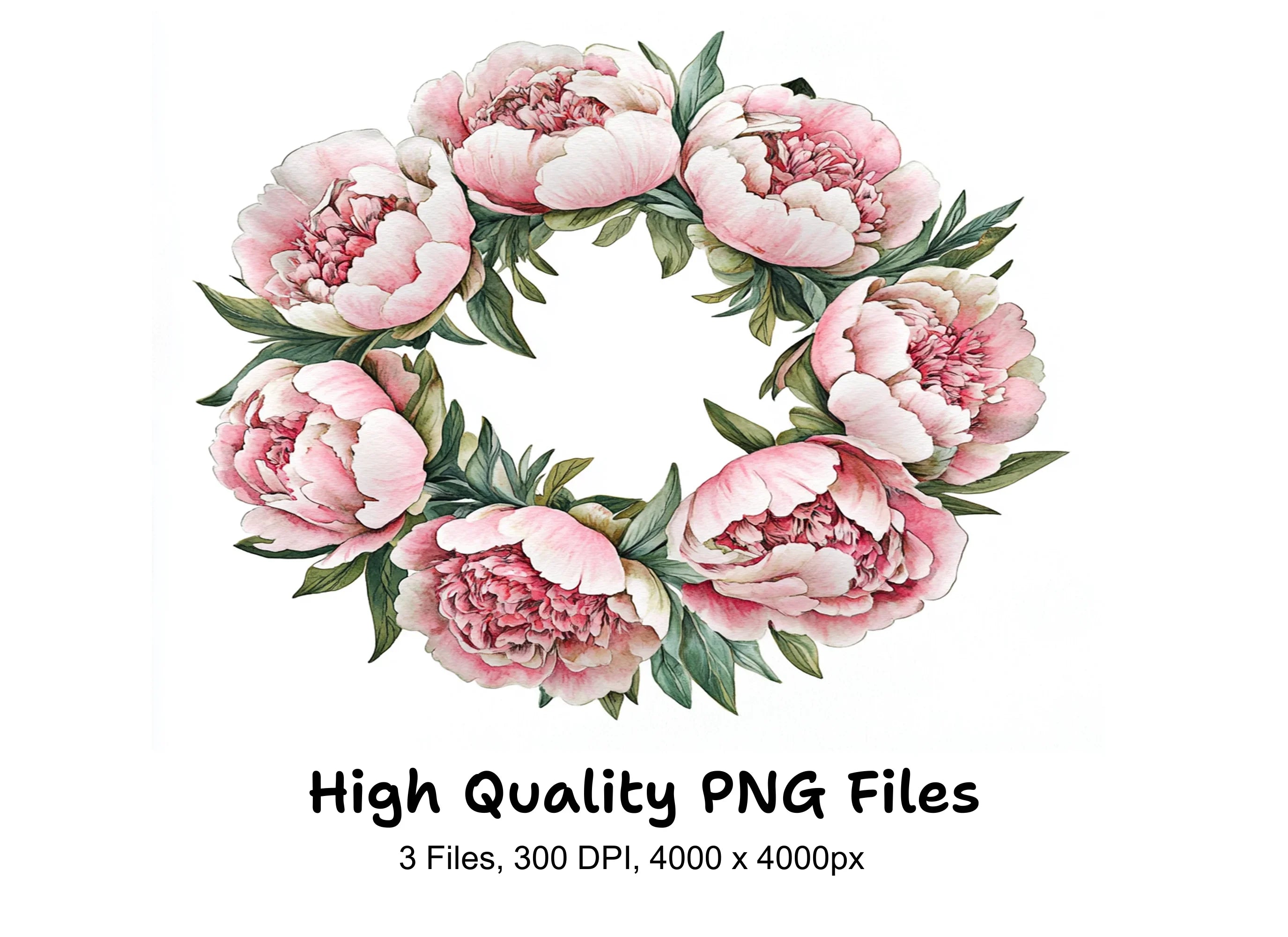 Elegant Peony Wreaths Clipart Bundle