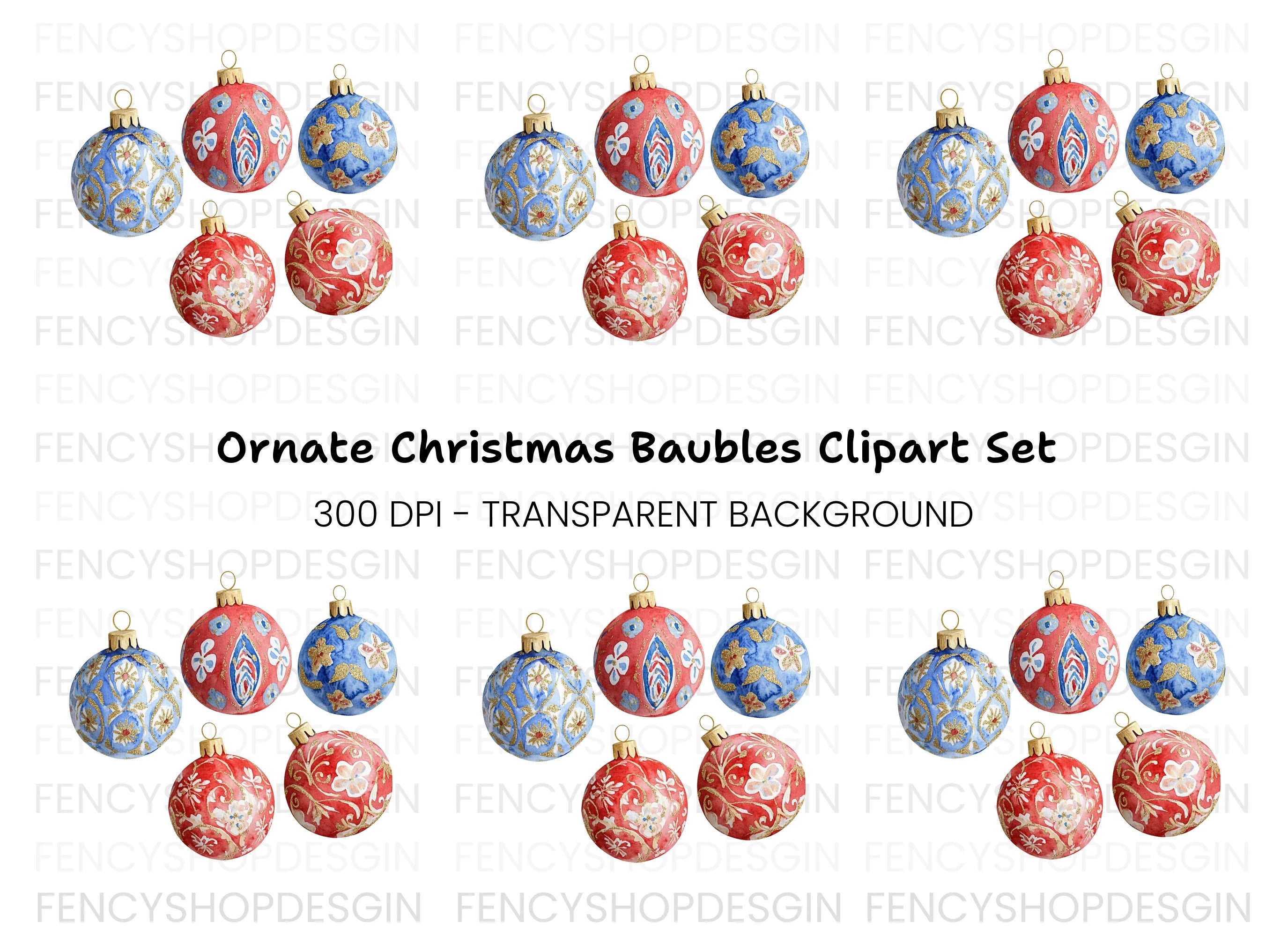 Christmas Ornaments Clipart Bundle