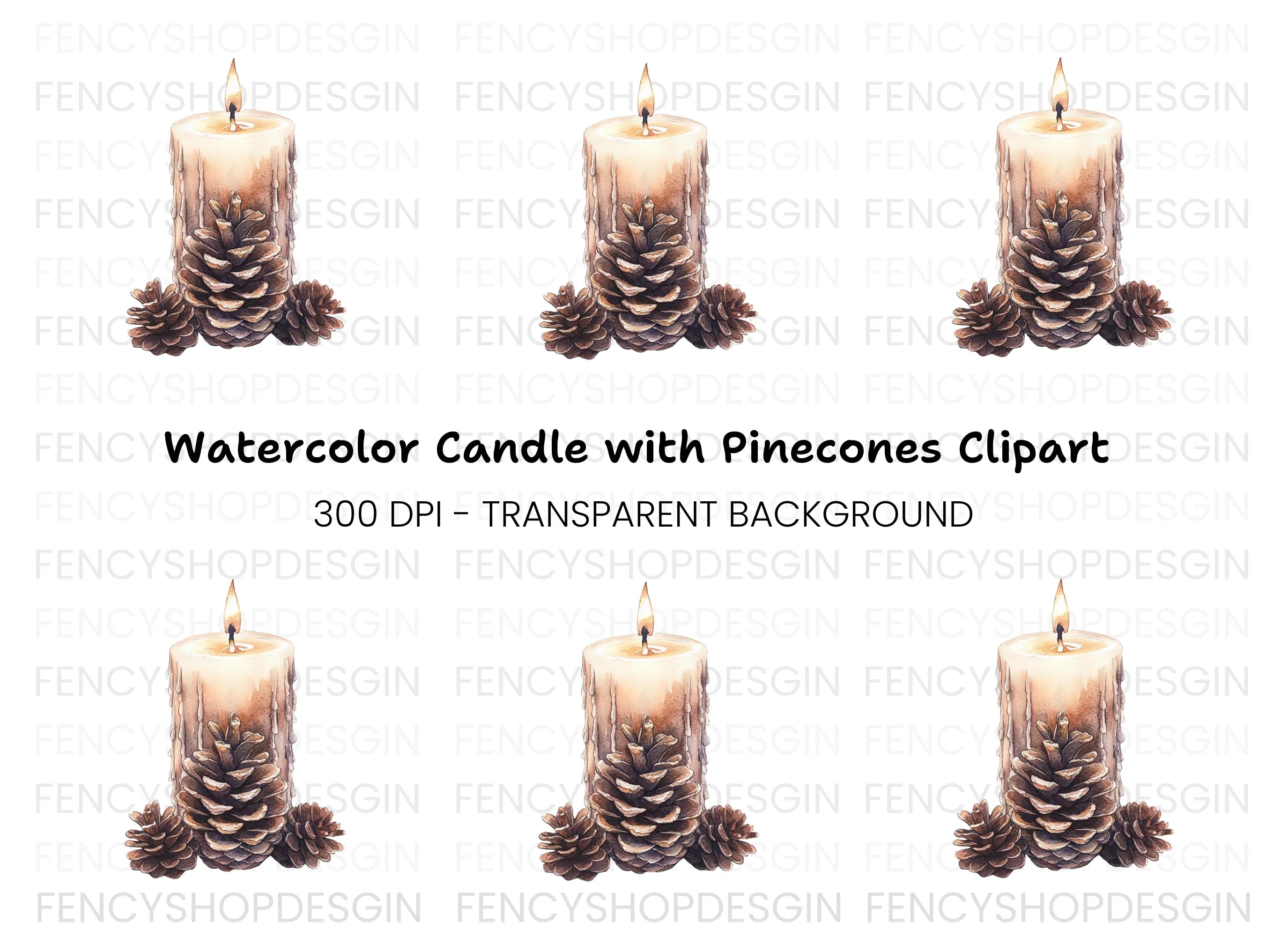 Pinecones Candle Clipart Bundle