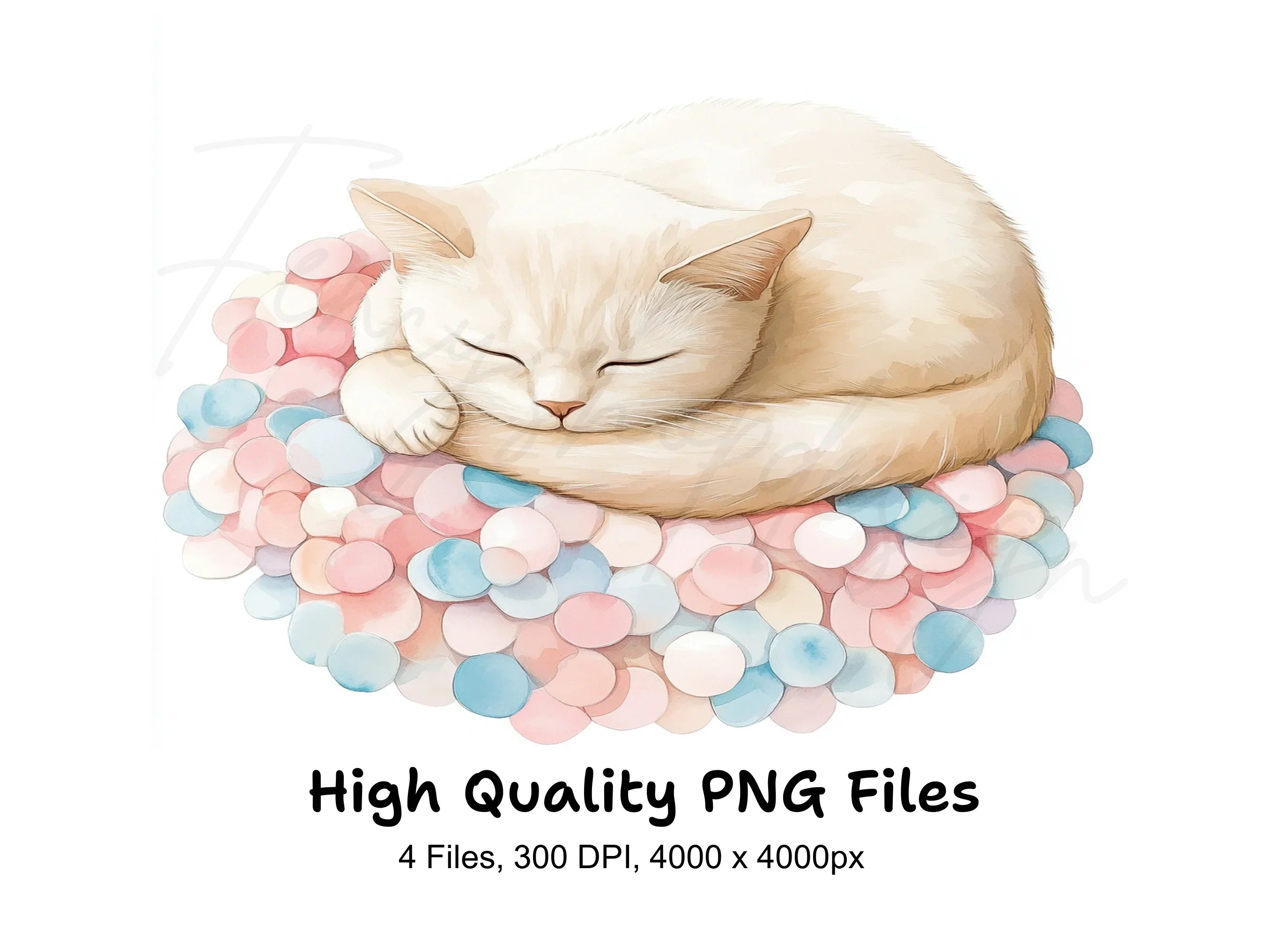 Sleeping Kitten on Candy Clipart Bundle