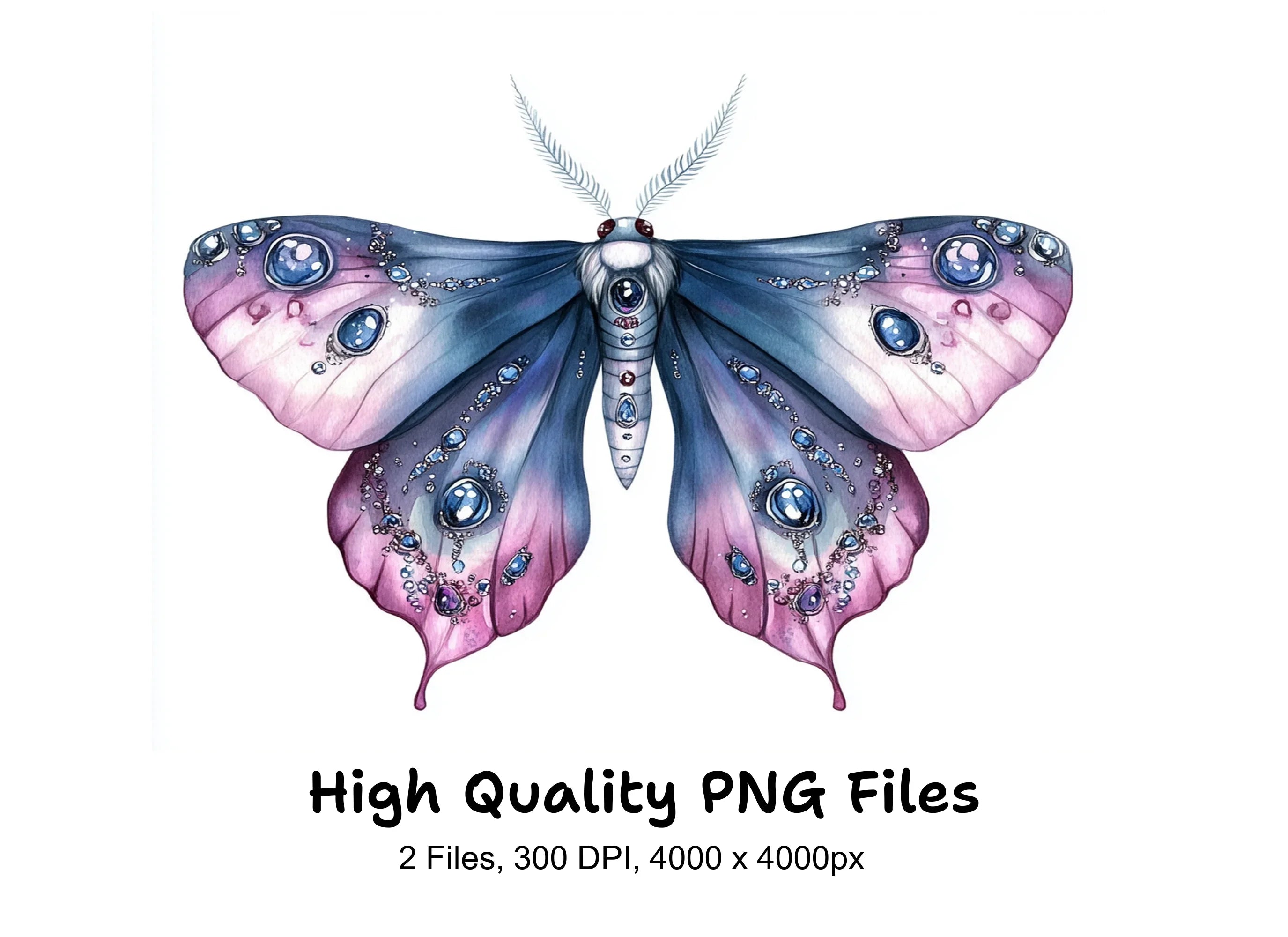 Jeweled Moth Clipart Bundle