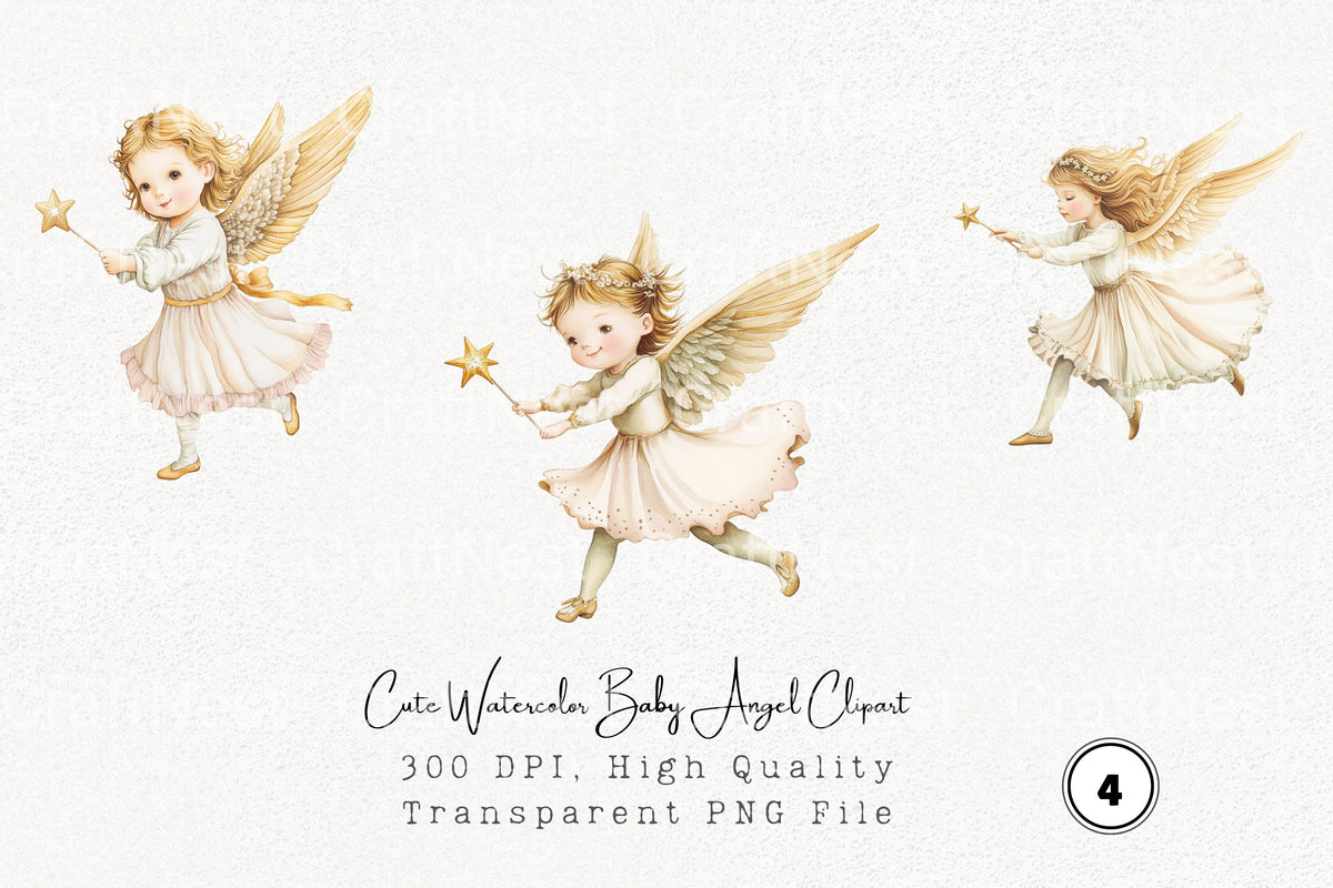 Cute Baby Angel Clipart Bundle