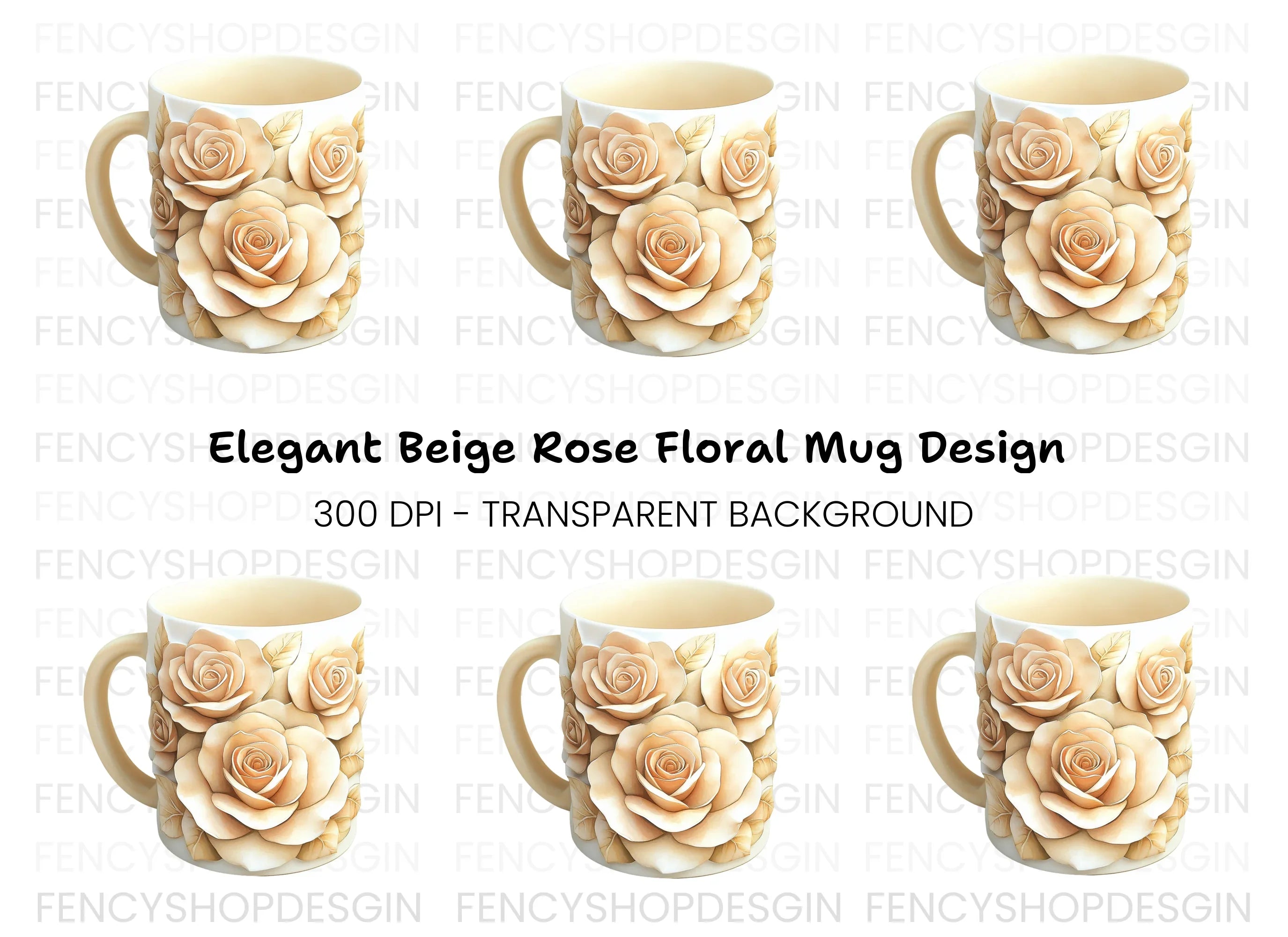 Cream Rose Embossed Clipart Bundle
