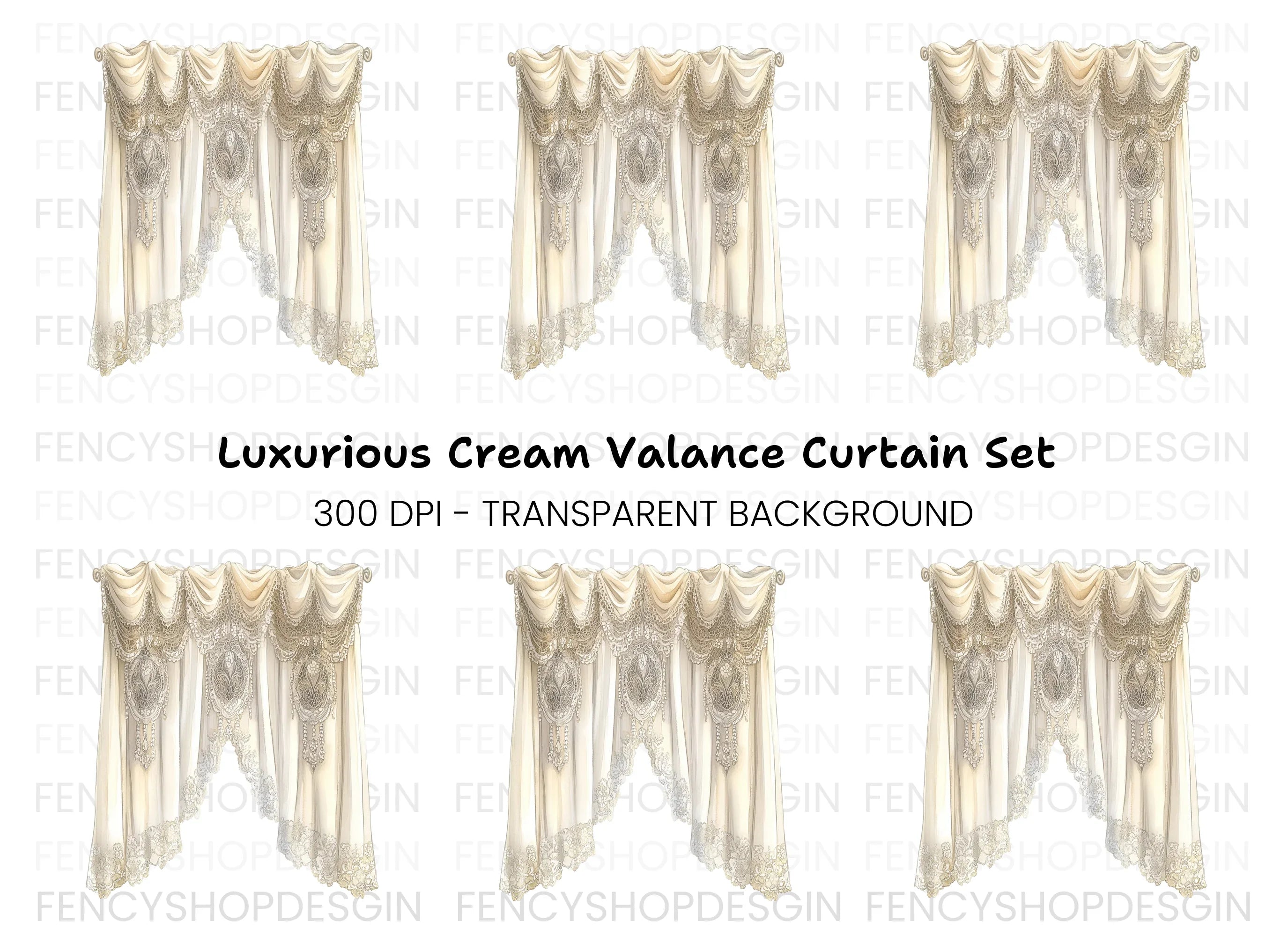 Elegant Lace Valance Curtain Clipart Bundle
