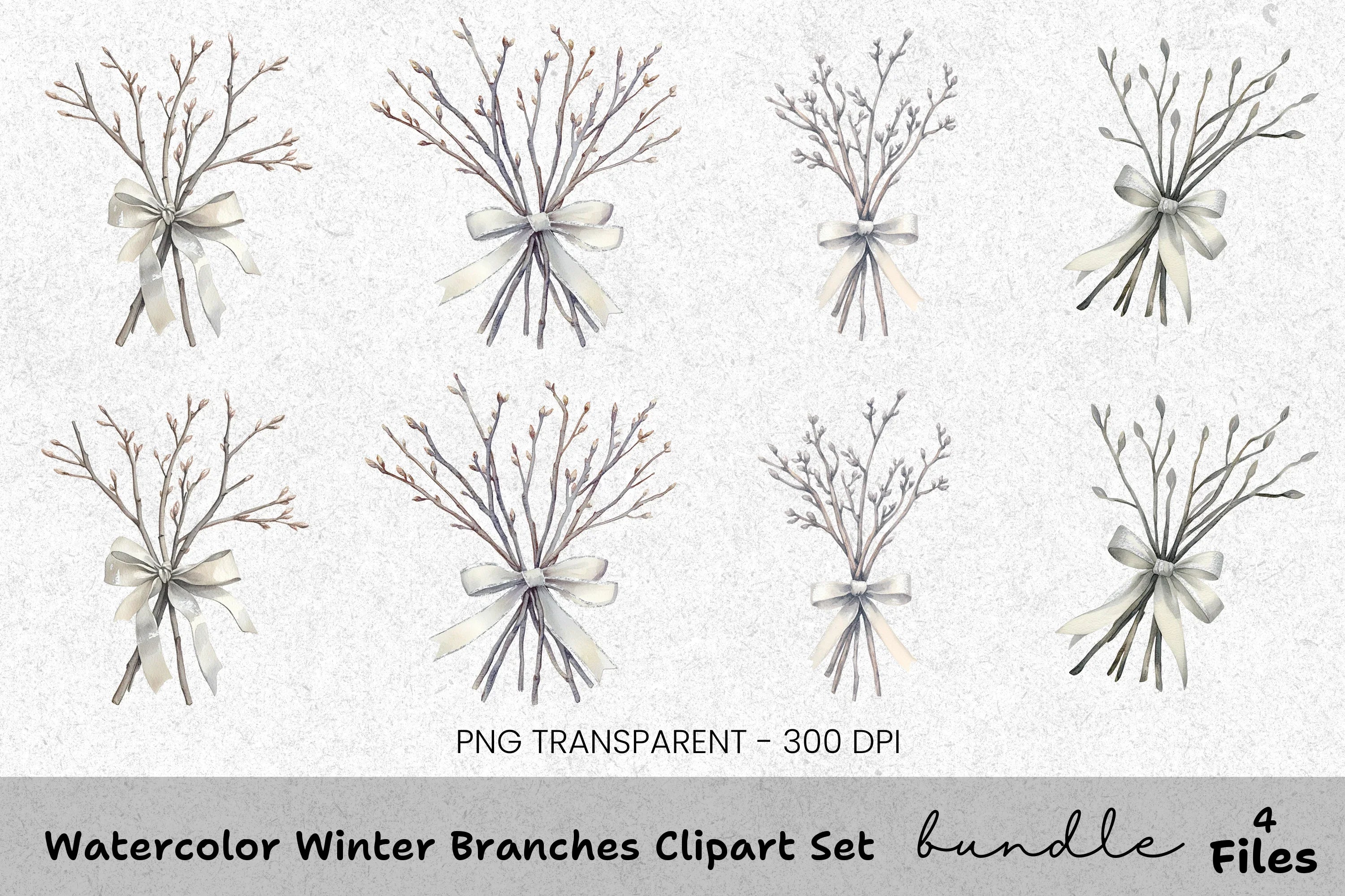 Winter Branches Clipart Bundle