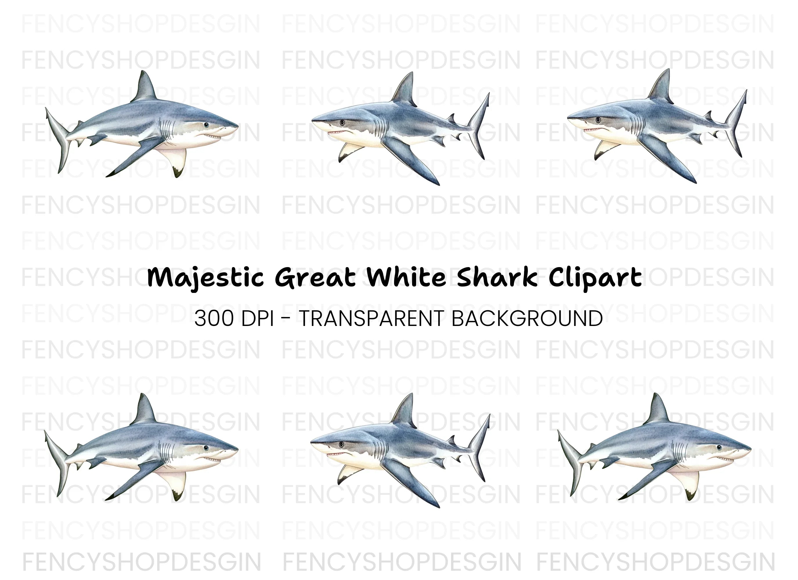 Realistic Shark Clipart Bundle