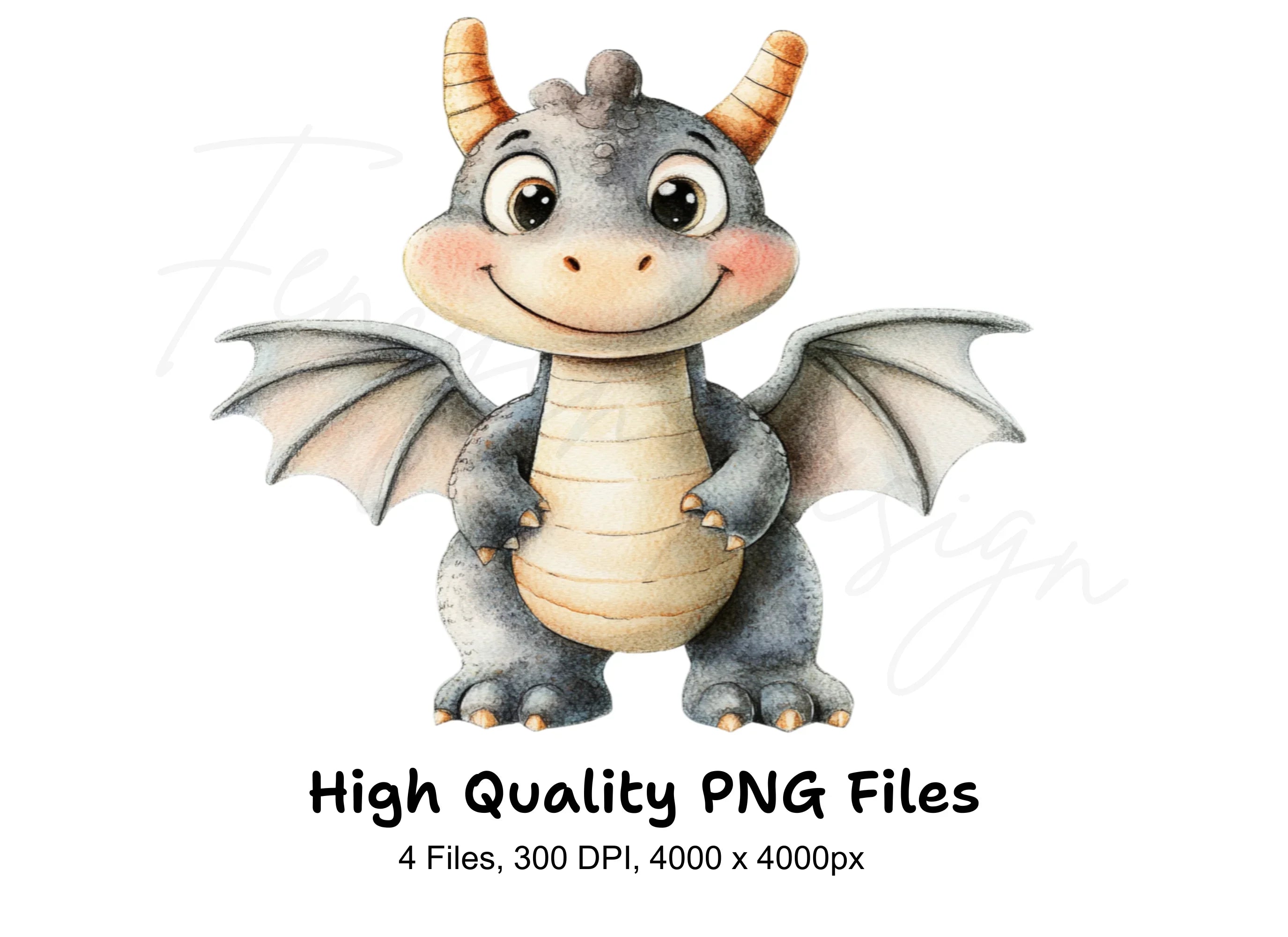 Cute Baby Dragon Clipart Bundle