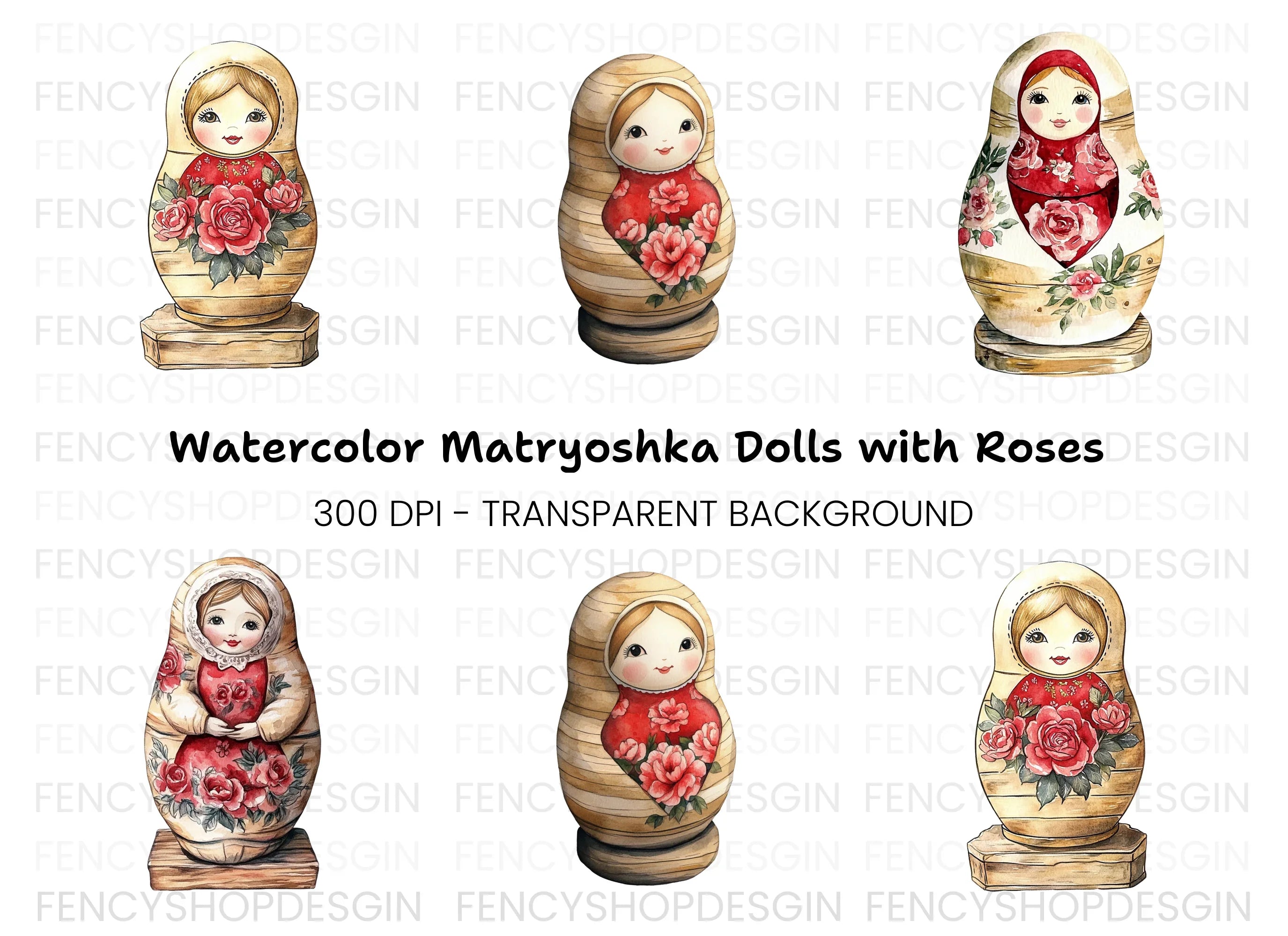Russian Nesting Dolls Clipart Bundle