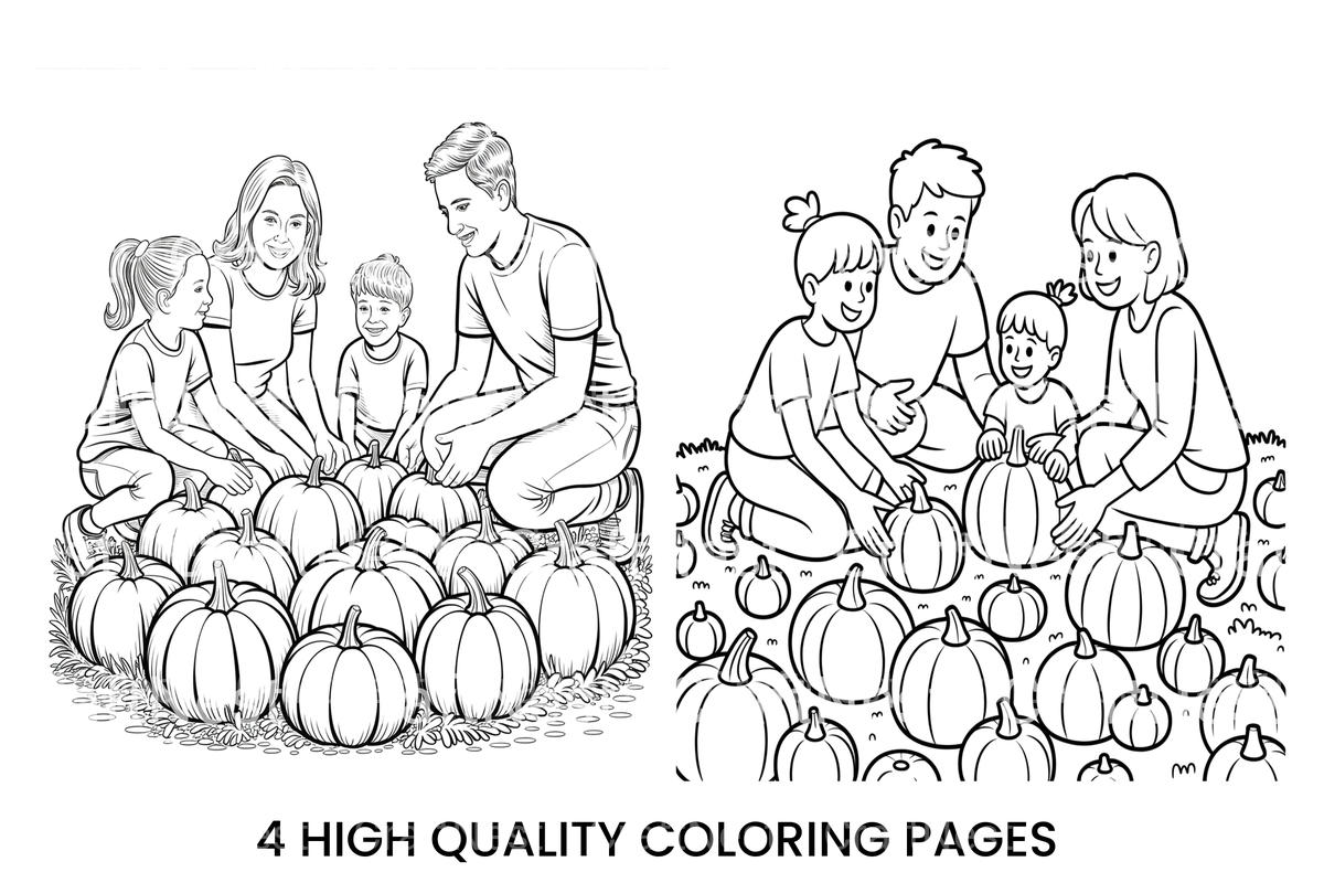 Family Pumpkin Picking Coloring Books