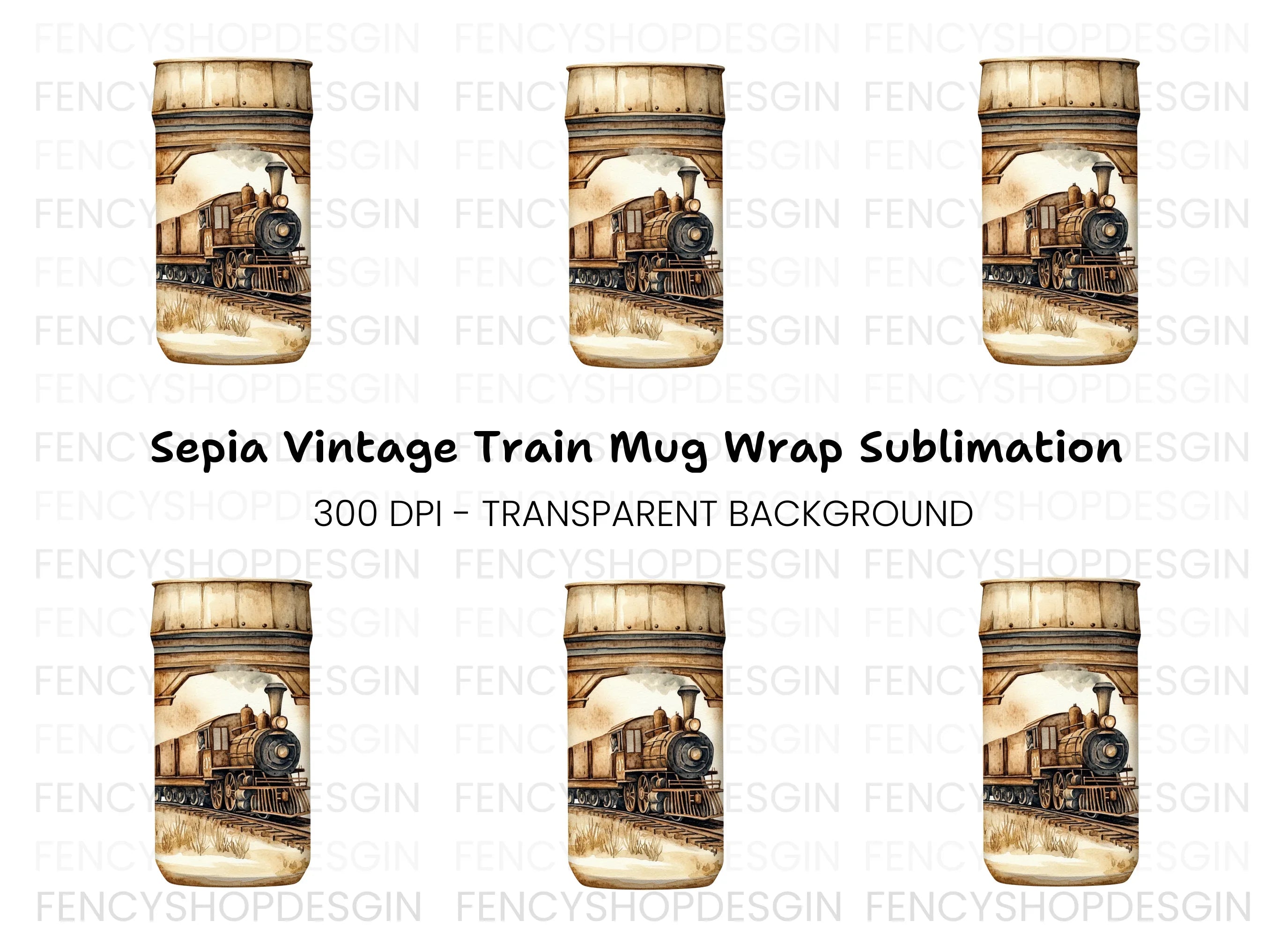 Vintage Train Clipart Bundle