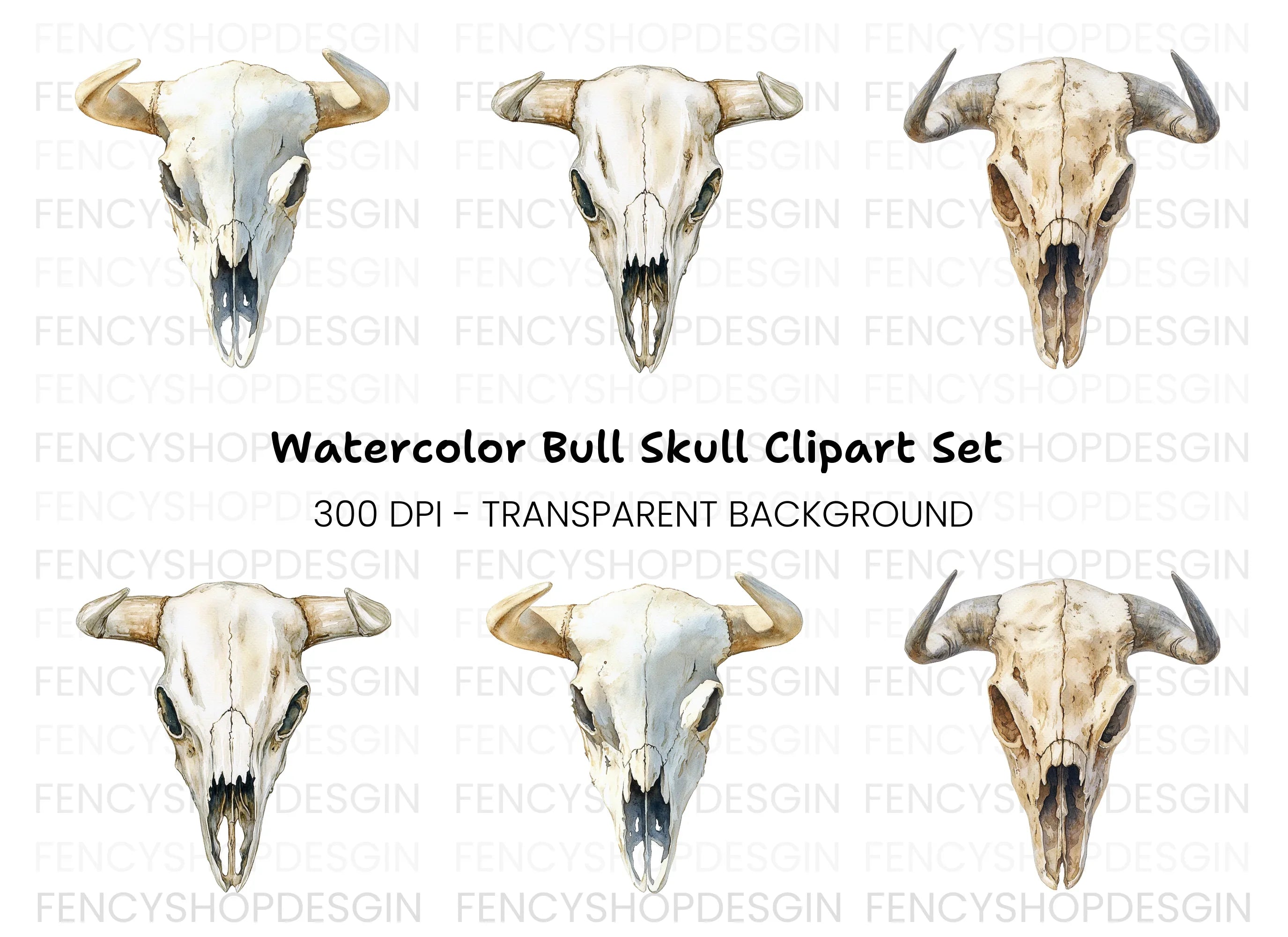 Bull Skull Clipart Bundle