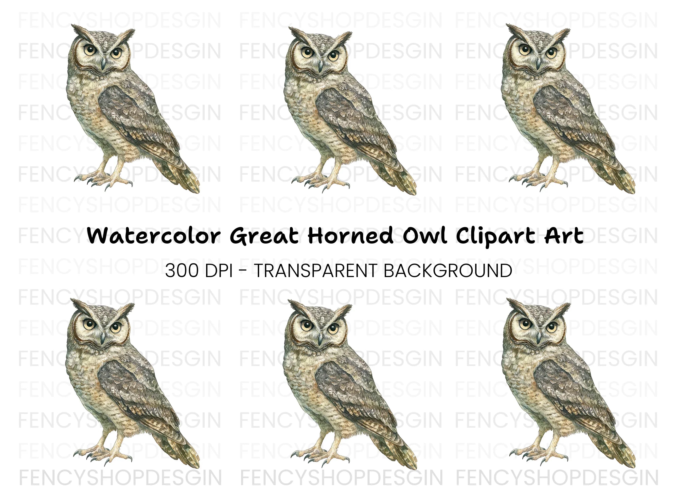Great Horned Owl Clipart Bundle