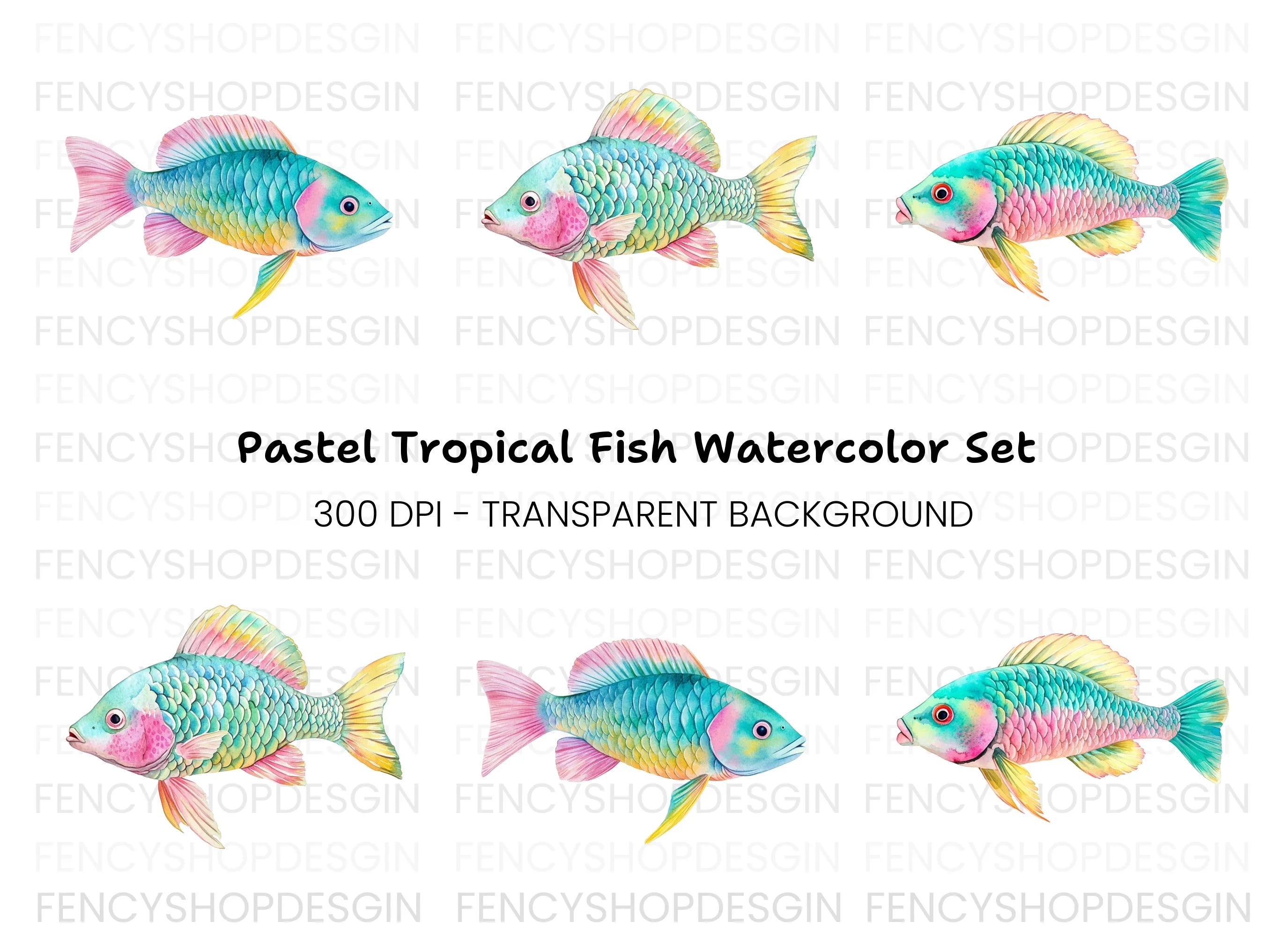 Pastel Fish Clipart Bundle