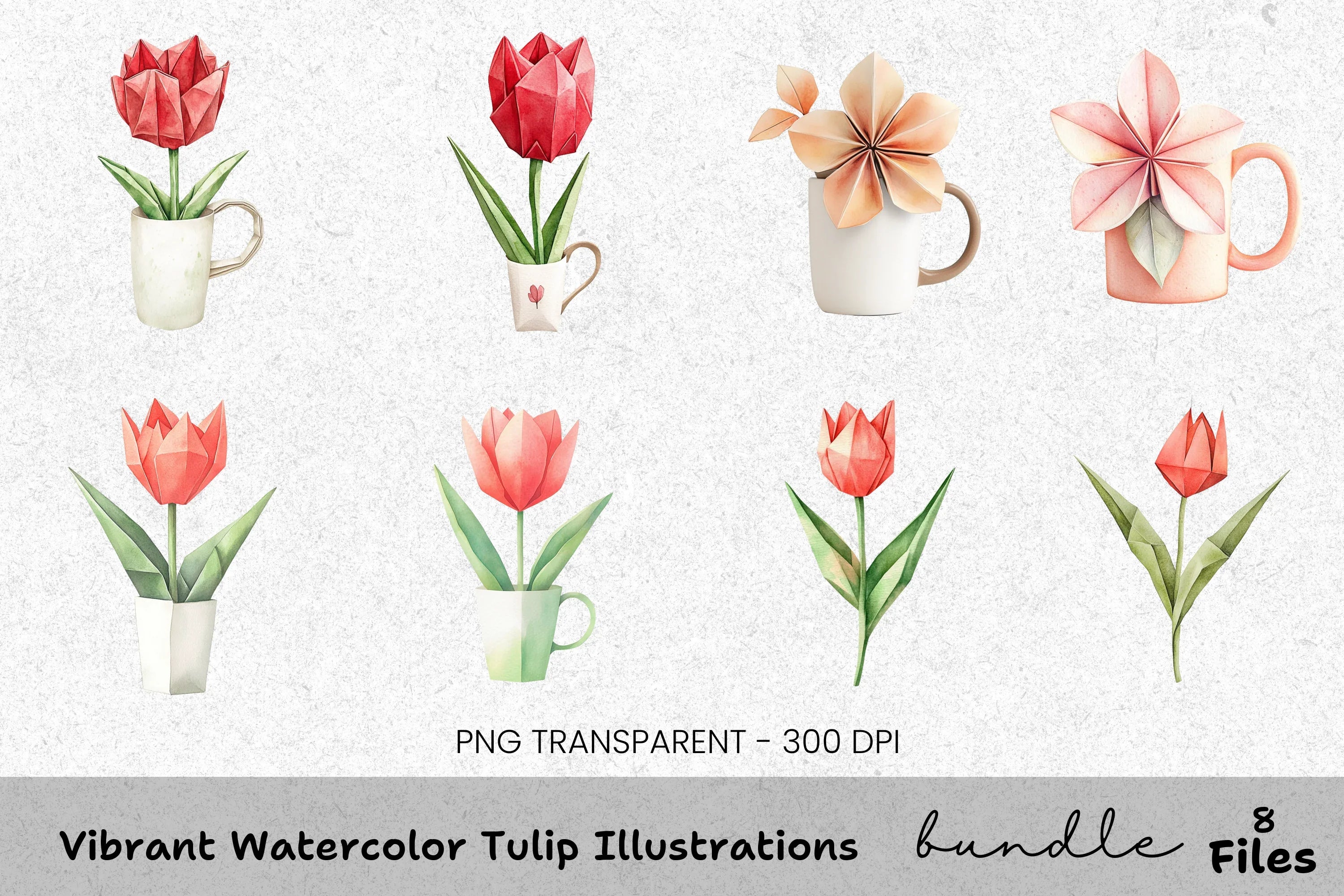 Vibrant Tulip Illustrations Clipart Bundle