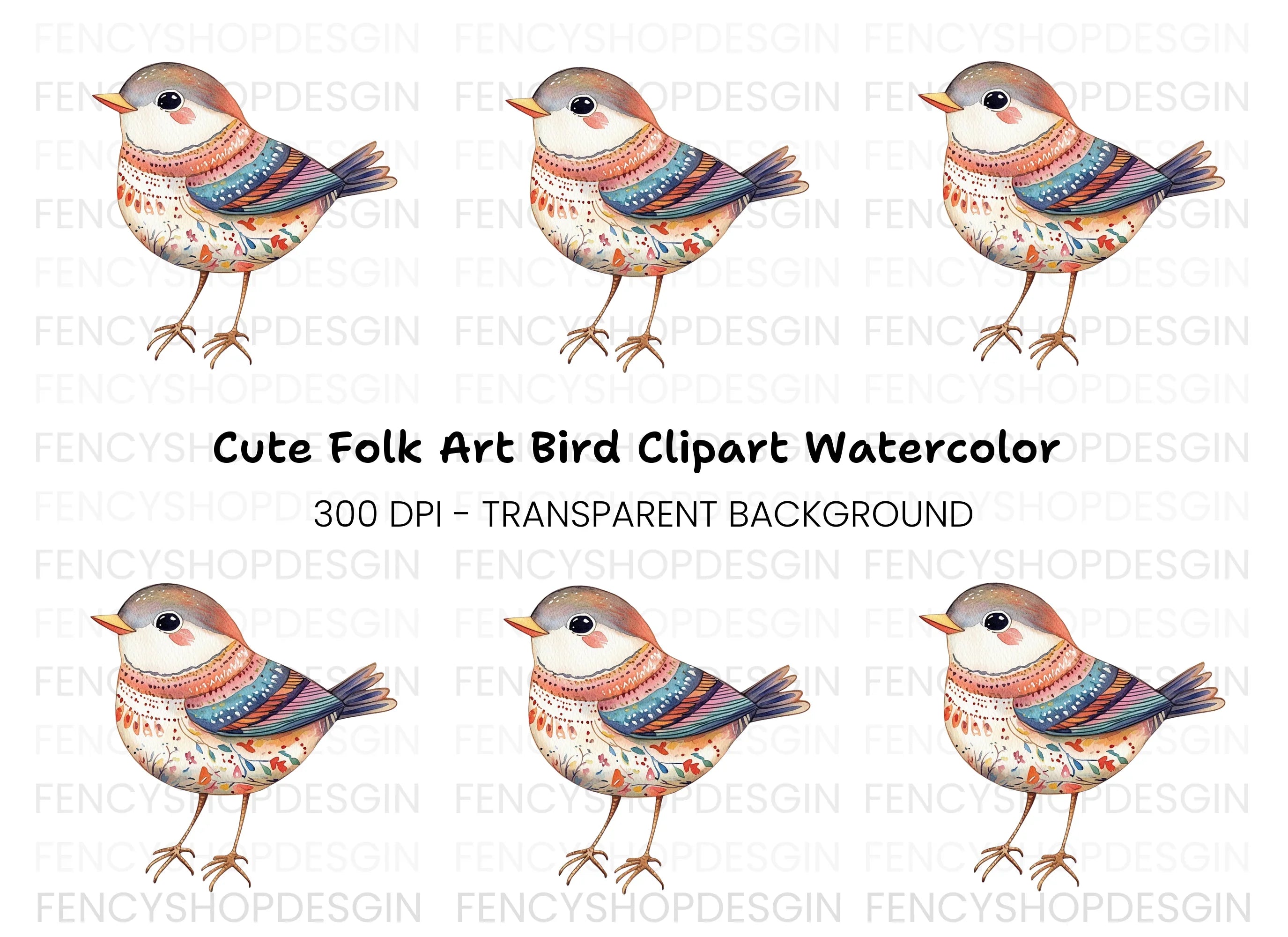 Folk Bird Clipart Bundle