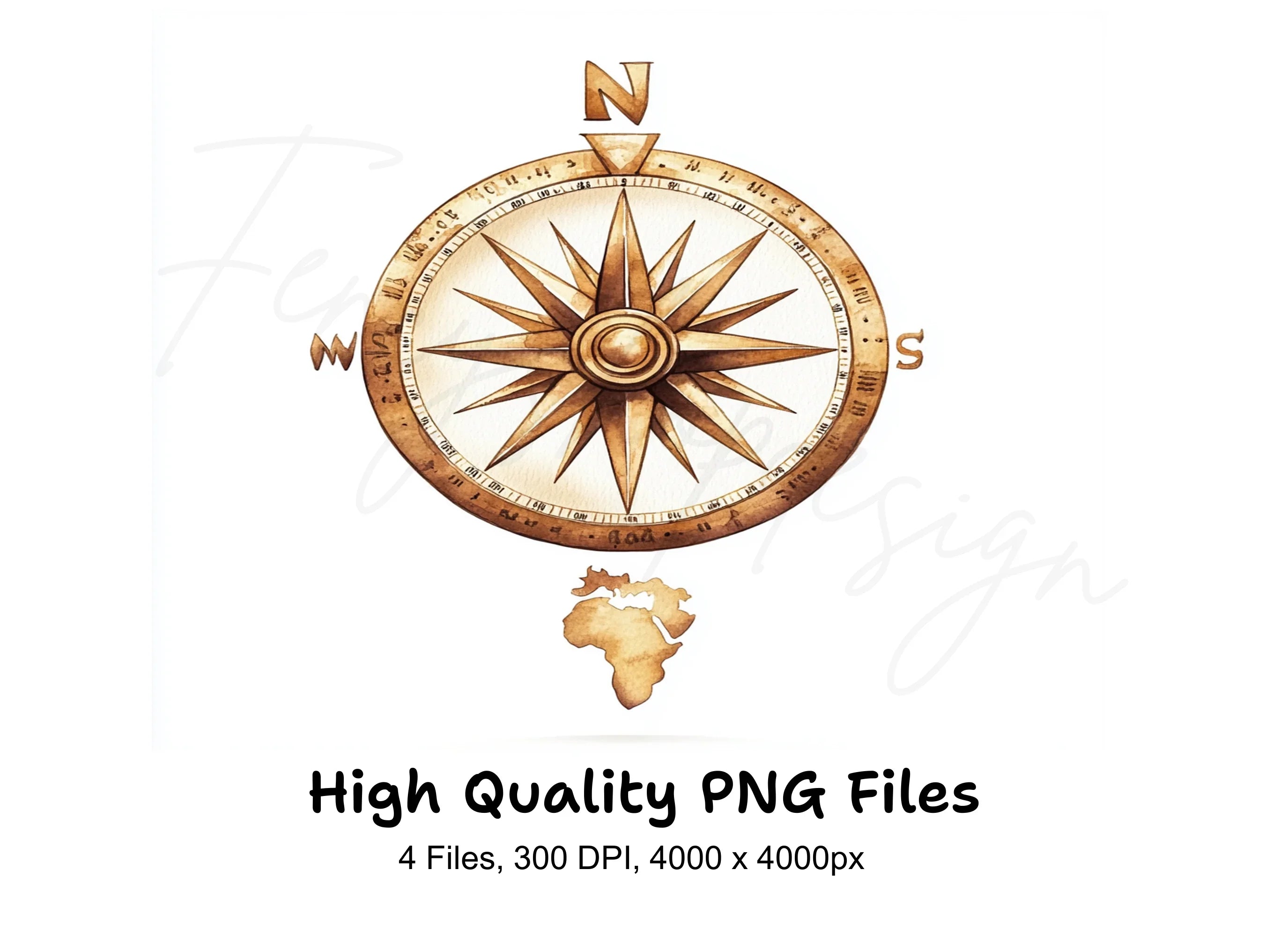 Vintage Compass Rose Clipart Bundle