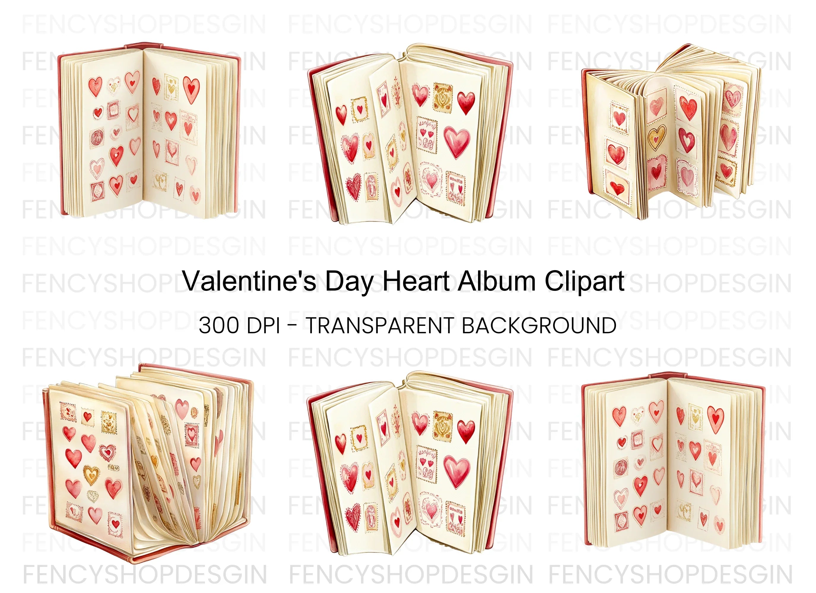 Valentine's Day Heart Stamp Clipart Bundle