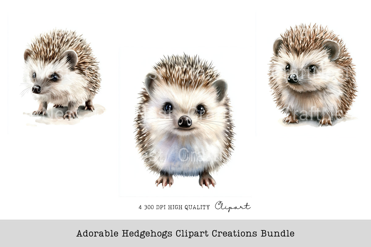 Adorable Hedgehogs Creations Clipart Bundle