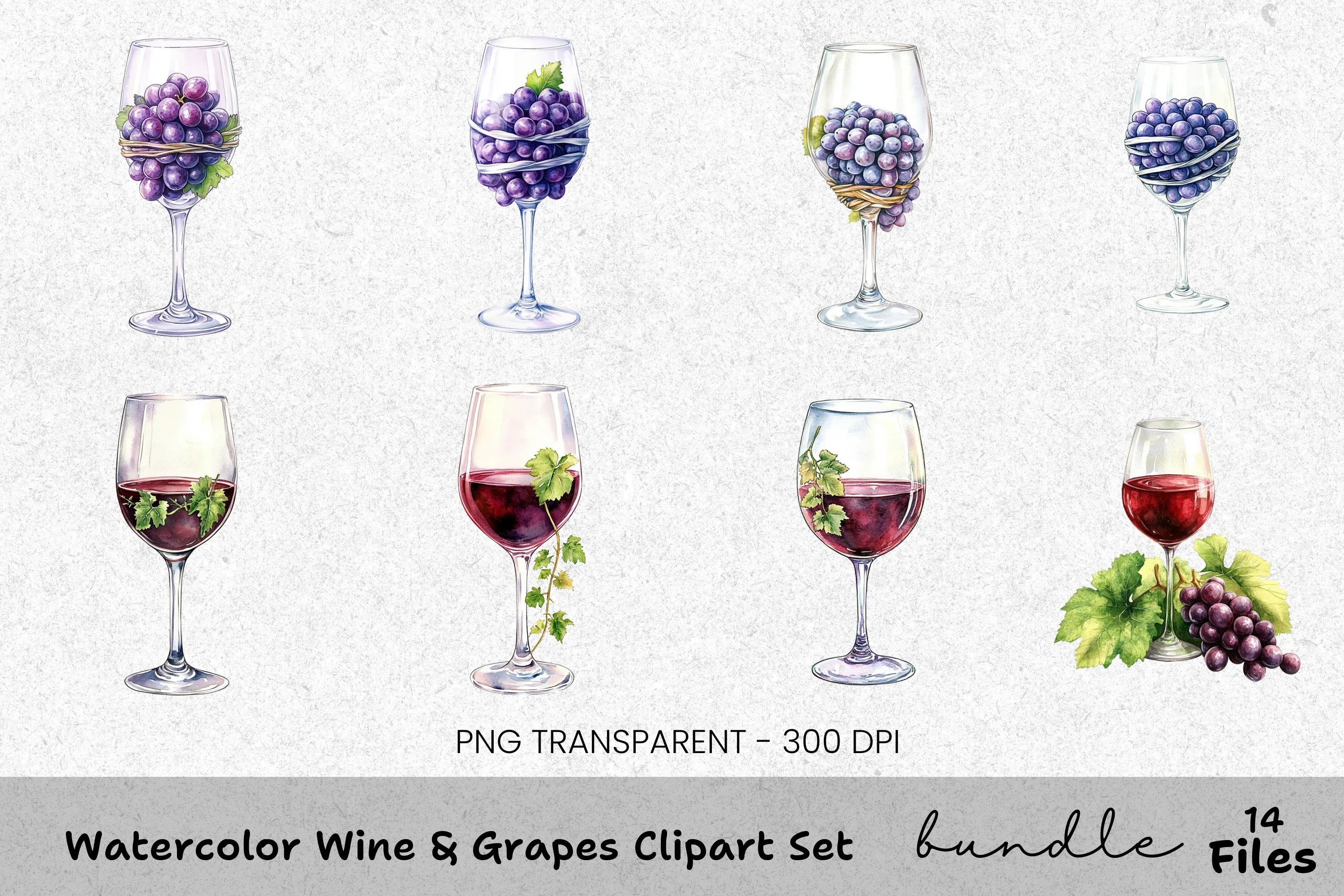 Wine Grapes Clipart Bundle