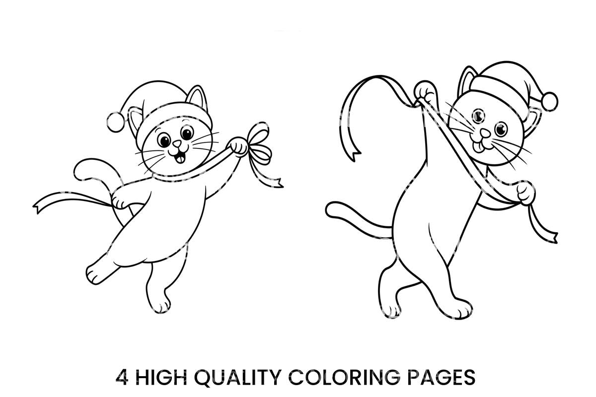 Playful Christmas Cat Coloring Books Coloring Books
