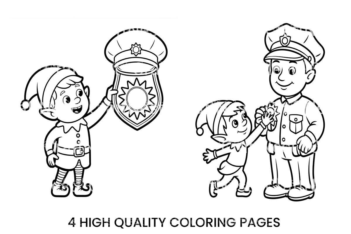 Elf and PolicemanFun Coloring Books