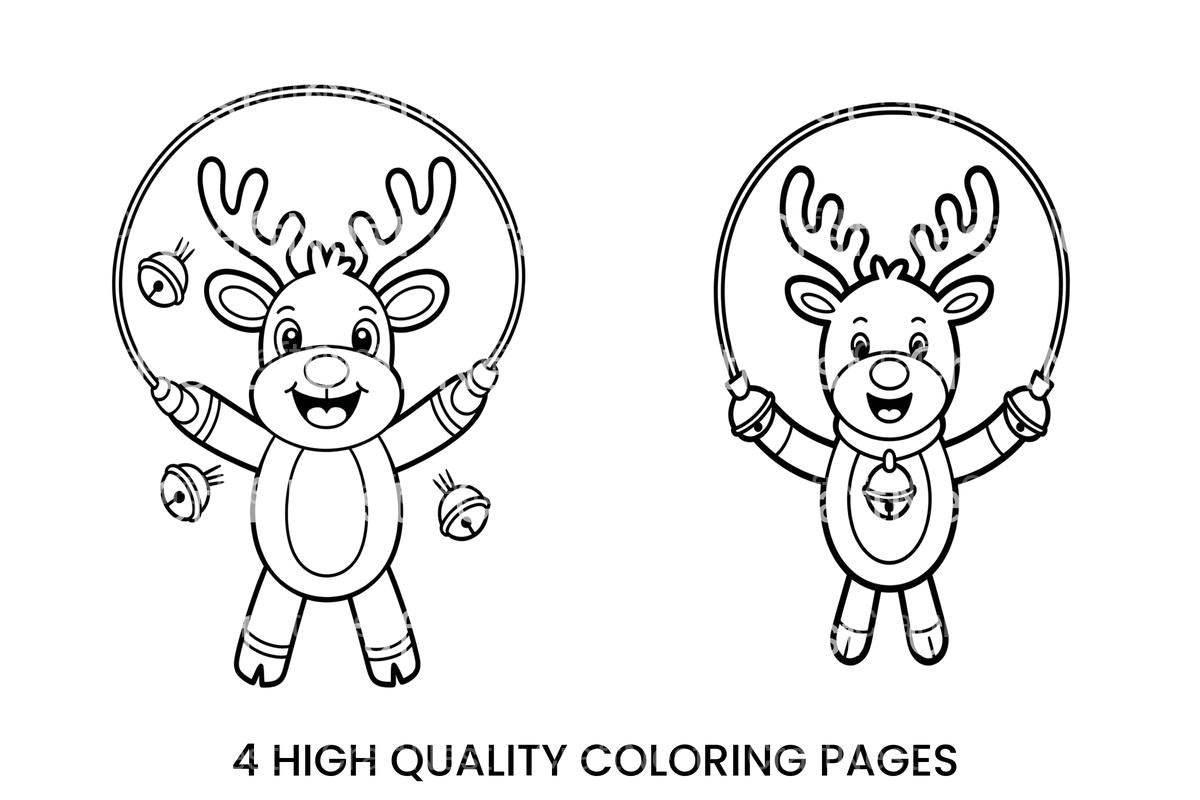 Playful Reindeer Jumping Rope Coloring Books